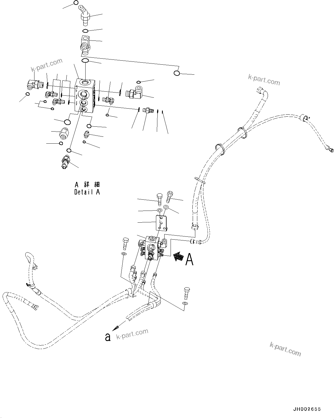 Komatsu parts book diagram for PC190NLC-8 S/N K50001-UP: BURST VALVE CIRCUIT, 2-PIECE BOOM, BLOCK
