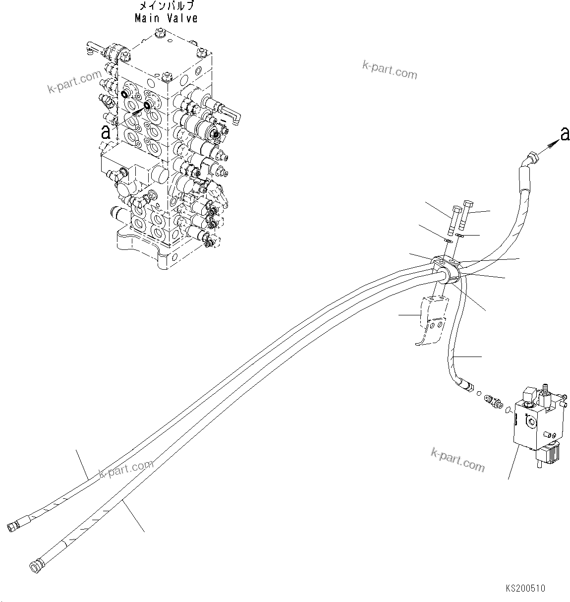 Komatsu parts book diagram for PC190NLC-8 S/N K50001-UP: ACTUATOR CIRCUIT, 2-ACTUATOR, 2-PIECE BOOM