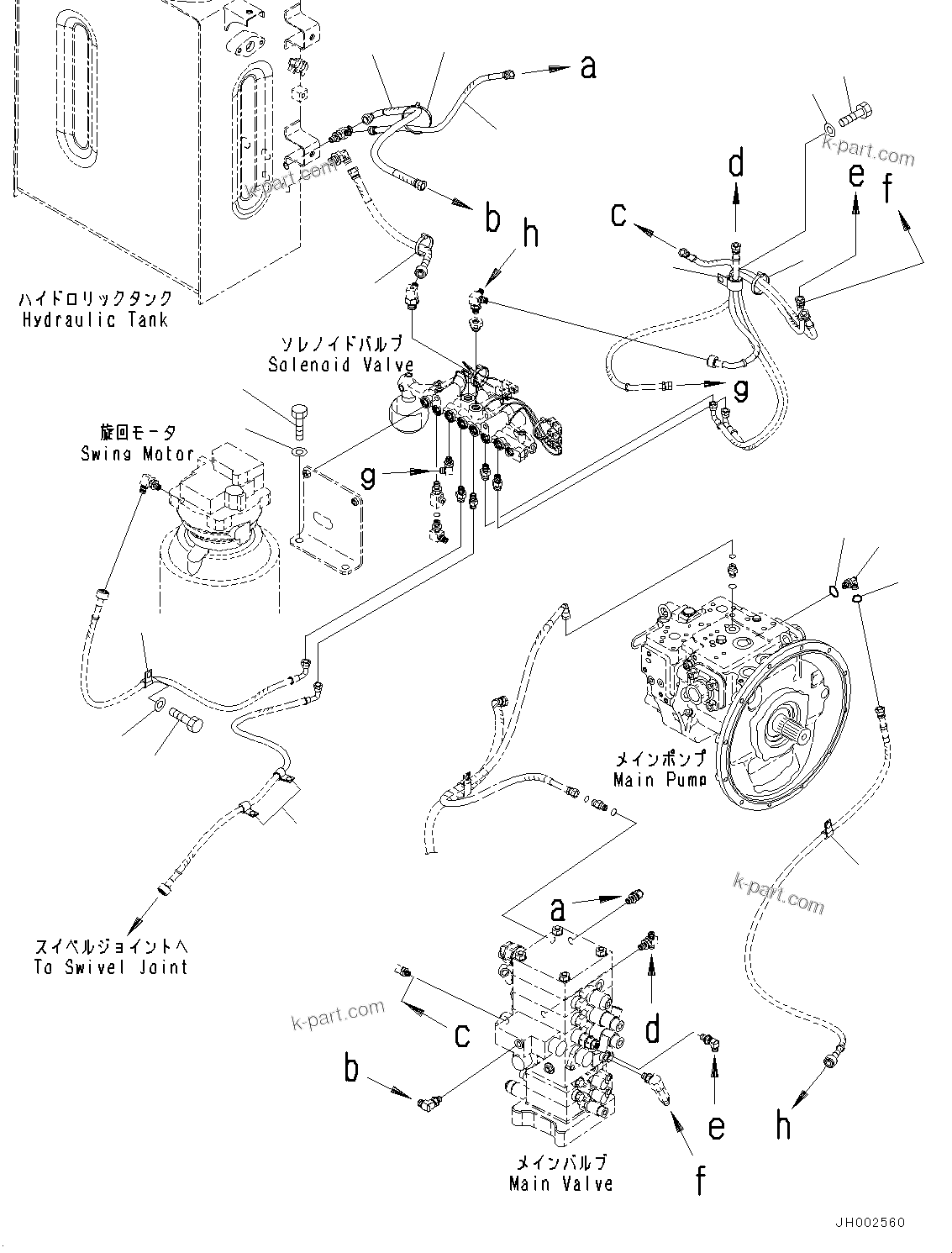 Komatsu parts book diagram for PC190NLC-8 S/N K50001-UP: SOLENOID VALVE CIRCUIT, CONNECTING PARTS