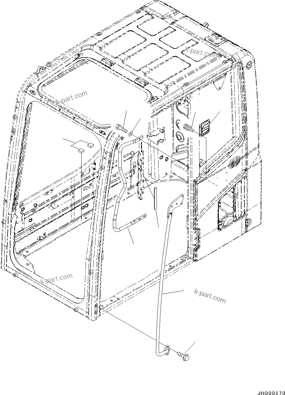 Komatsu parts book diagram for PC190NLC-8 S/N K50001-UP: CAB, 1-ACTUATOR, PRESSURE VALVE AND GRIP