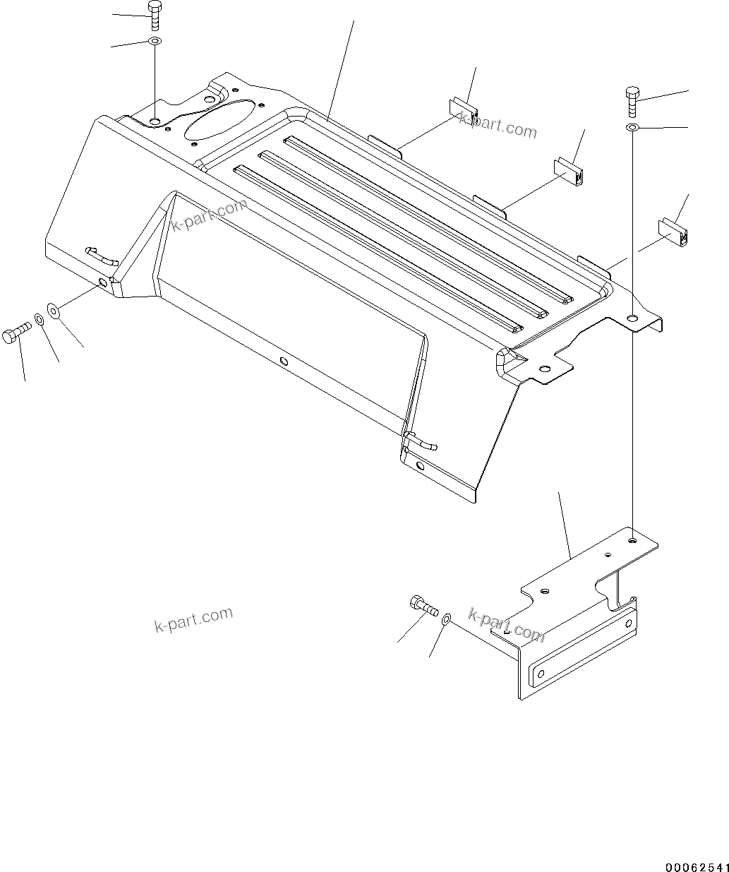 Komatsu parts book diagram for PC190NLC-8 S/N K50001-UP: CAB, 1-ACTUATOR, CAB IN PARTS, LUGGAGE PLATE, WITH AIR CONDITIONER (K50001-K50002)