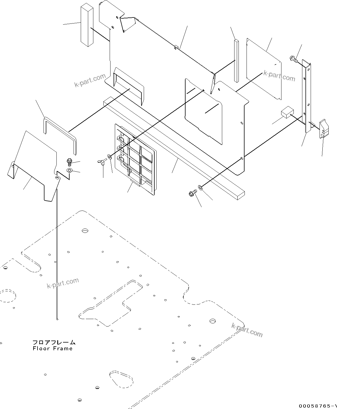 Komatsu parts book diagram for PC190NLC-8 S/N K50001-UP: CAB, 1-ACTUATOR, CAB IN PARTS, PARTITION AND FILTER, WITH AIR CONDITIONER