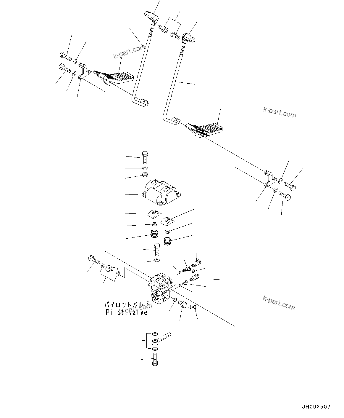 Komatsu parts book diagram for PC190NLC-8 S/N K50001-UP: CAB, 1-ACTUATOR, FLOOR, TRAVEL CONTROL