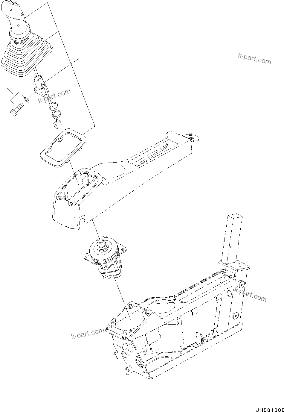 Komatsu parts book diagram for PC190NLC-8 S/N K50001-UP: CAB, 1-ACTUATOR, FLOOR, LEVER, LHS