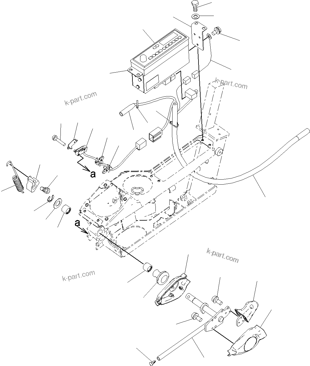 Komatsu parts book diagram for PC190NLC-8 S/N K50001-UP: CAB, 1-ACTUATOR, FLOOR, P.P.C. LOCK LEVER AND RADIO
