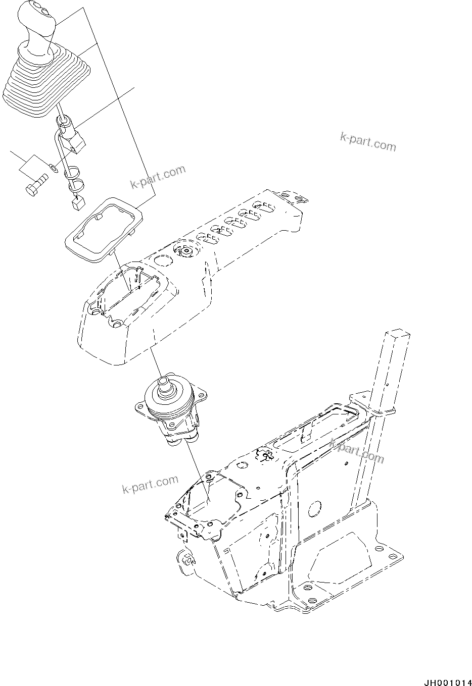 Komatsu parts book diagram for PC190NLC-8 S/N K50001-UP: CAB, 1-ACTUATOR, FLOOR, LEVER, RHS