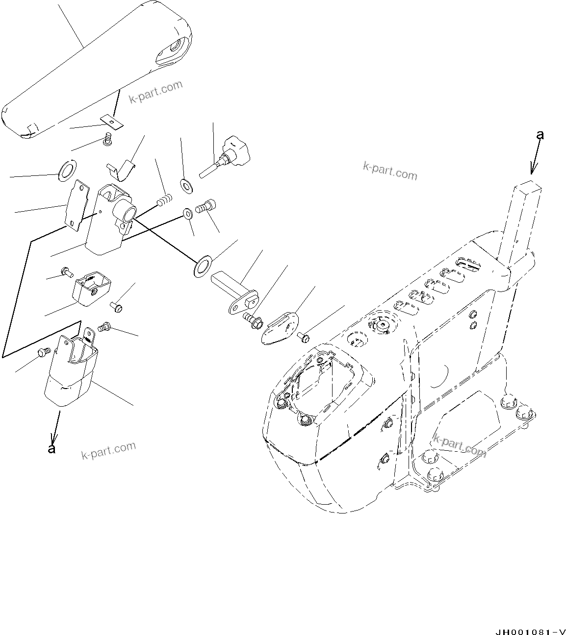 Komatsu parts book diagram for PC190NLC-8 S/N K50001-UP: CAB, 1-ACTUATOR, FLOOR, ARM REST, RHS