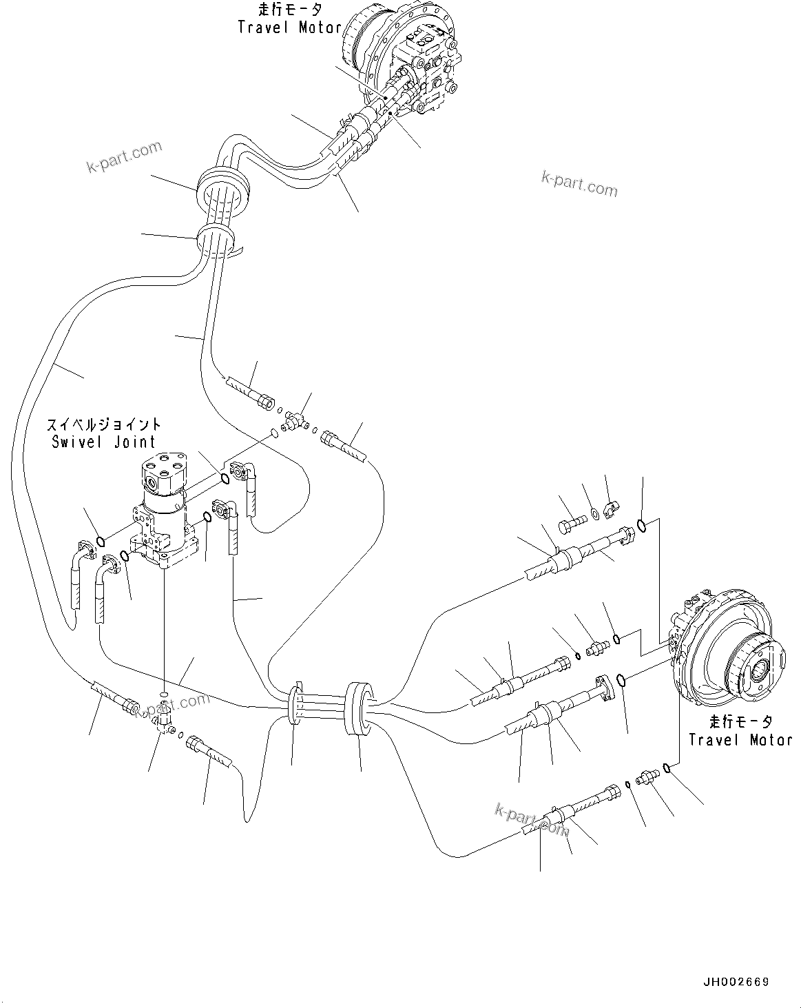 Komatsu parts book diagram for PC190NLC-8 S/N K50001-UP: TRAVEL CIRCUIT