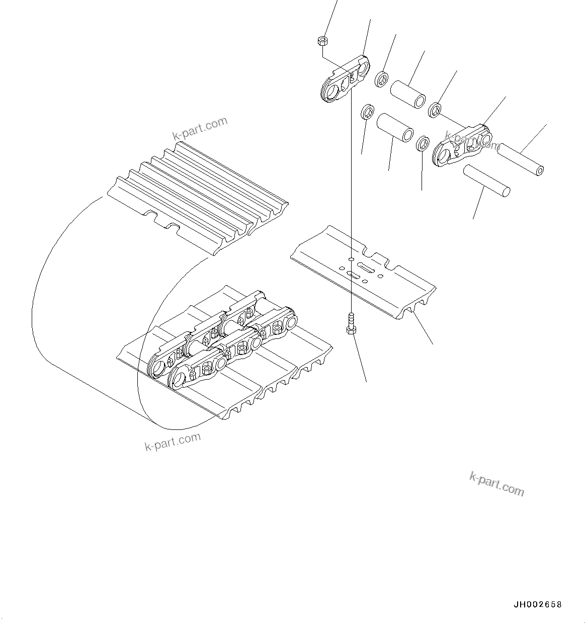 Komatsu parts book diagram for PC190NLC-8 S/N K50001-UP: TRACK SHOE ASSEMBLY, TRIPLE SHOE GROUSER, 800MM WIDTH