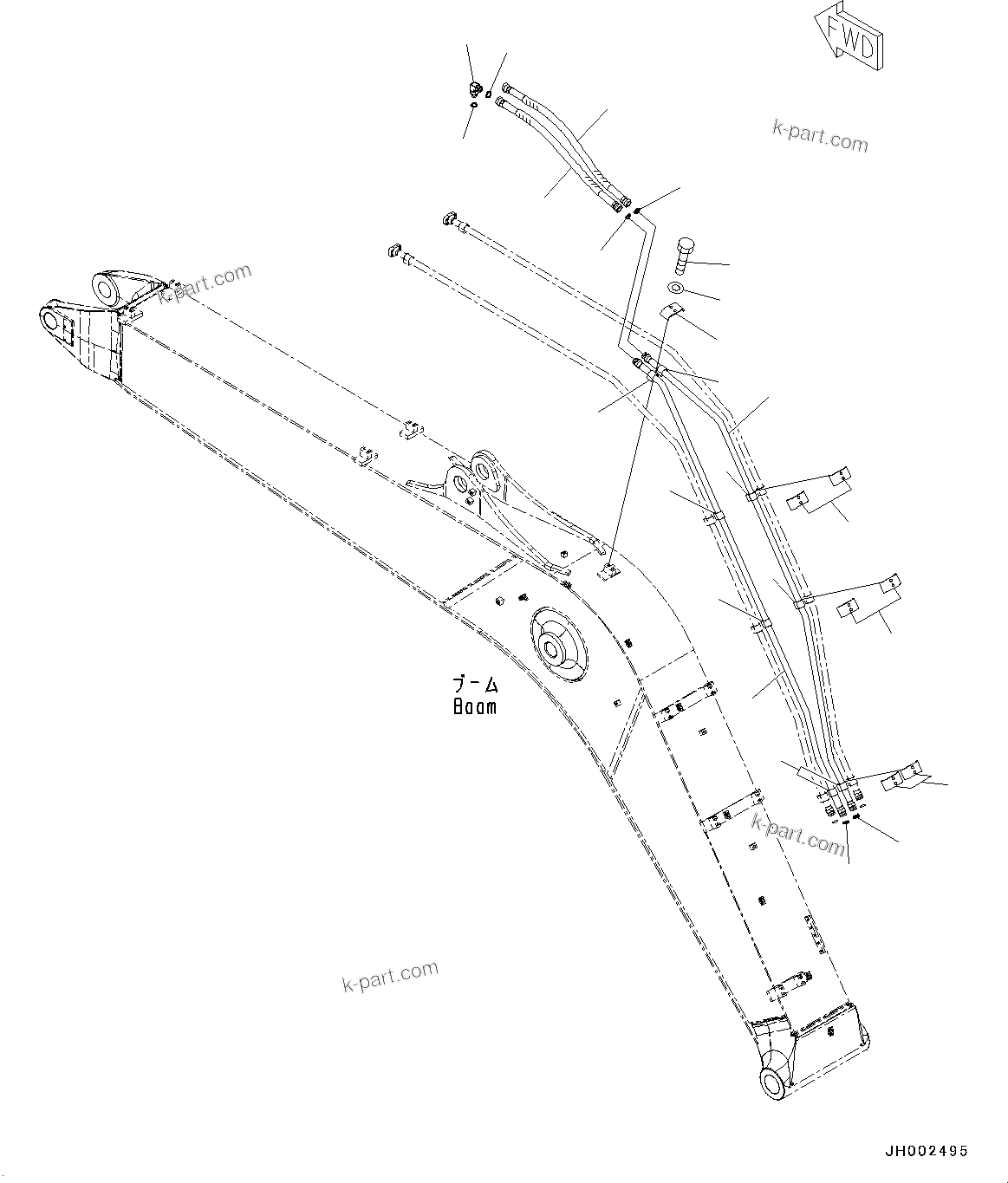 Komatsu parts book diagram for PC190NLC-8 S/N K50001-UP: BOOM, ARM CYLINDER LINES