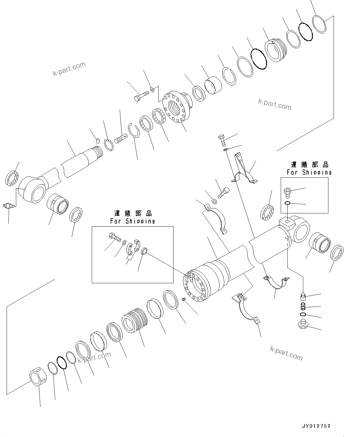 Komatsu parts book diagram for PC190NLC-8 S/N K50001-UP: ARM CYLINDER, INNER PARTS