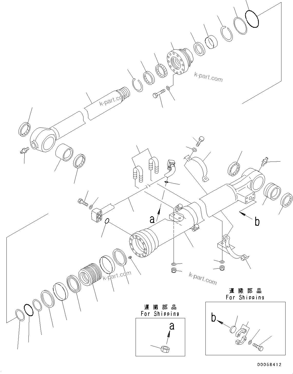 Komatsu parts book diagram for PC190NLC-8 S/N K50001-UP: ARM, 2.25M, BUCKET CYLINDER, INNER PARTS