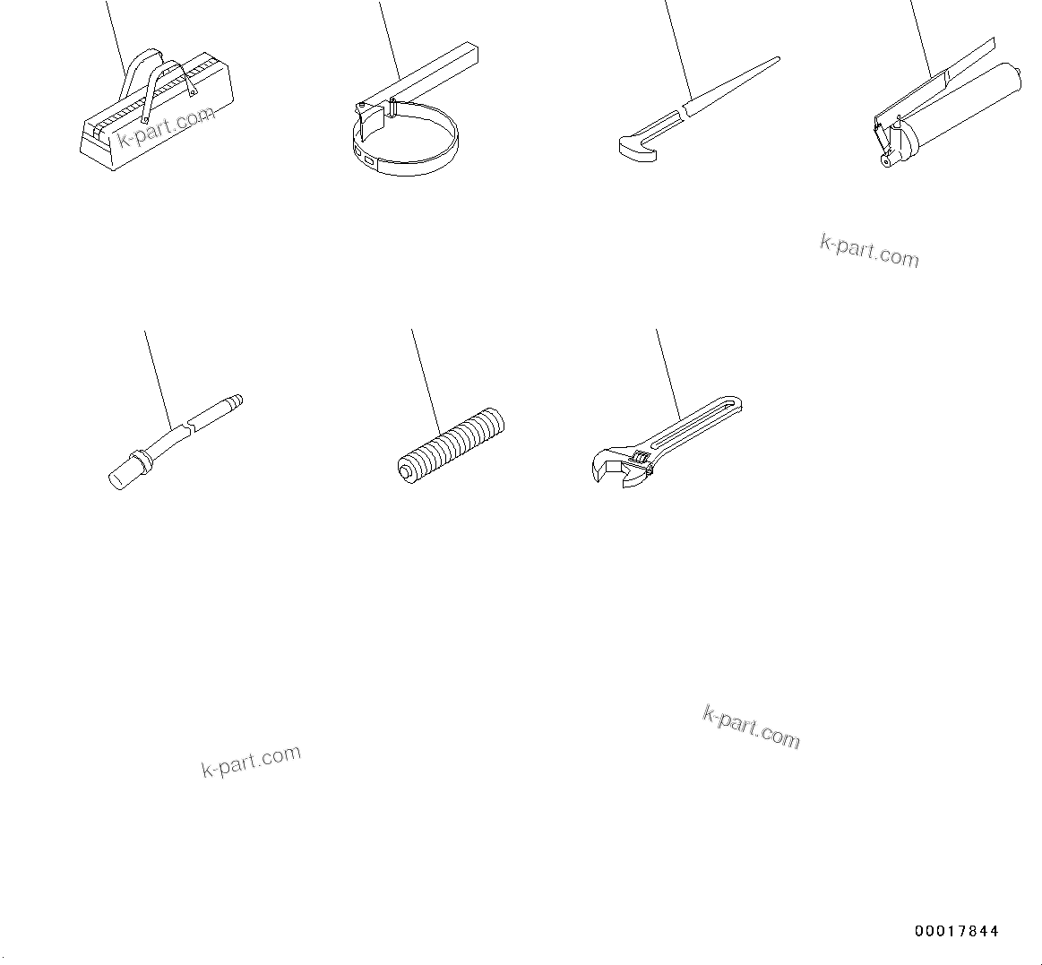 Komatsu parts book diagram for PC190NLC-8 S/N K50001-UP: GENERAL TOOL SET