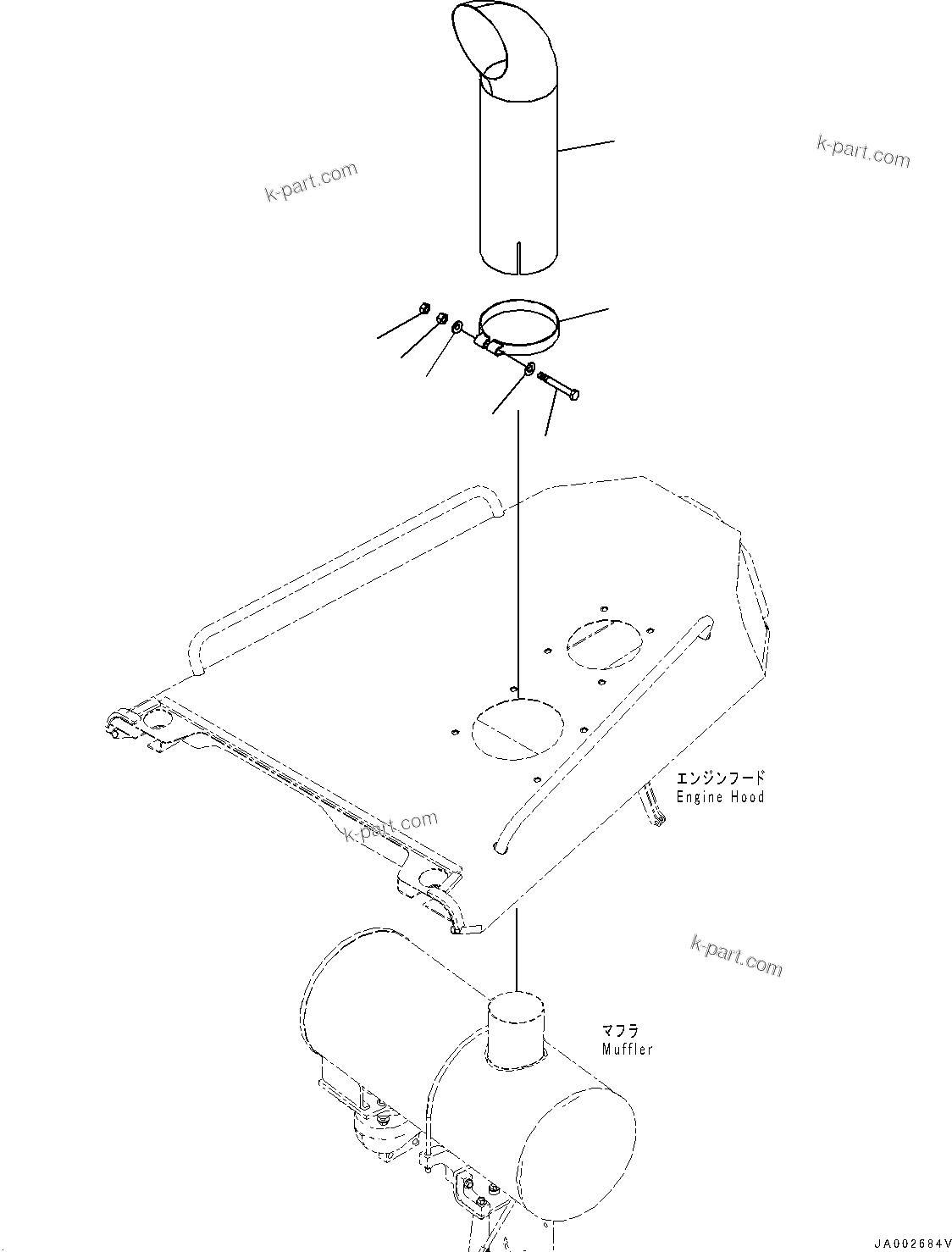 Komatsu parts book diagram for D65PX-16 S/N 80001-UP: ”R‹CЉЗ, (#80001-)