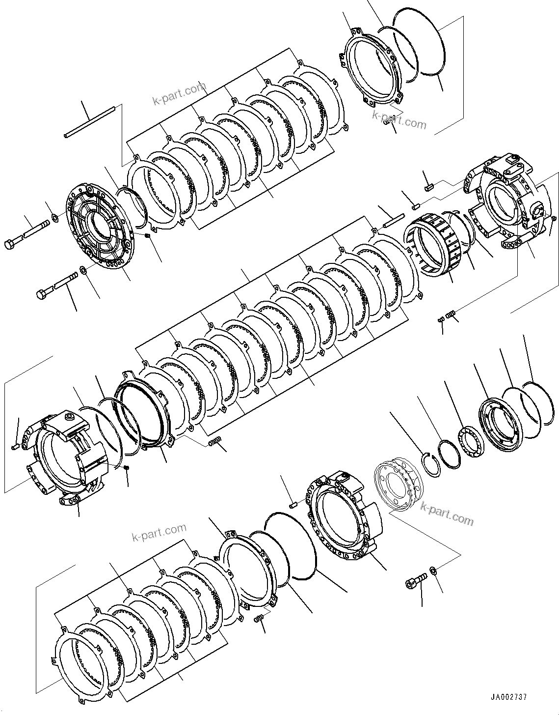 Komatsu parts book diagram for D65PX-16 S/N 80001-UP: КЯЬ ? ДЪІЭ, 2‘ ?Ґ3‘ ?Ґ‘OђIҐЊг‘Ю КіјЮЭёЮ(#80001-)