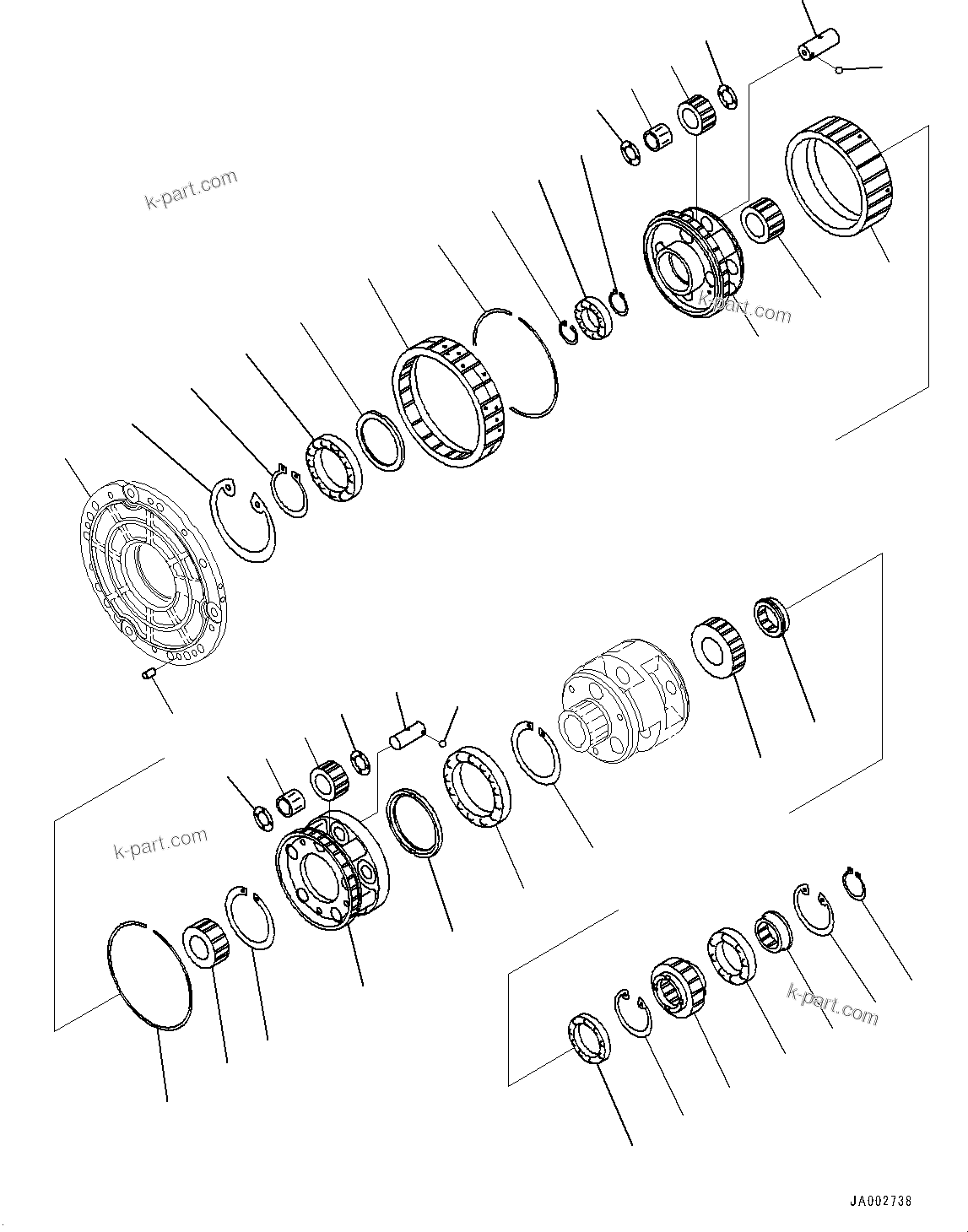 Komatsu parts book diagram for D65PX-16 S/N 80001-UP: КЯЬ ? ДЪІЭ, ДЧЭЅРЇј ?Э  ? ?Ш ? (1/2)(#80001-)