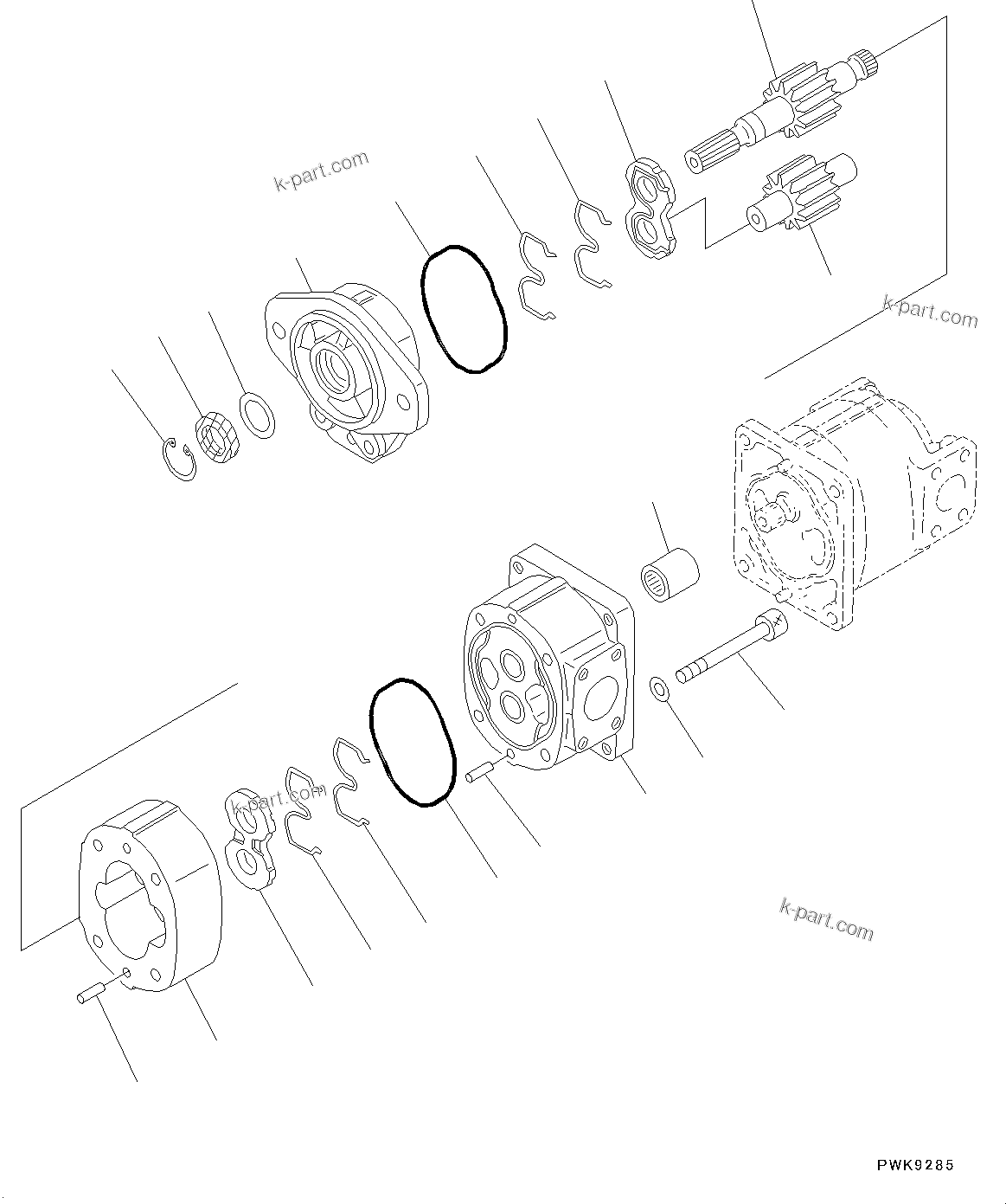 Komatsu parts book diagram for D65PX-16 S/N 80001-UP: КЯЬ ? ДЪІЭ,  ?ЮФ ? ОЯЭМЯ, SAL (2) 45+45 (1/2)(#80001-)