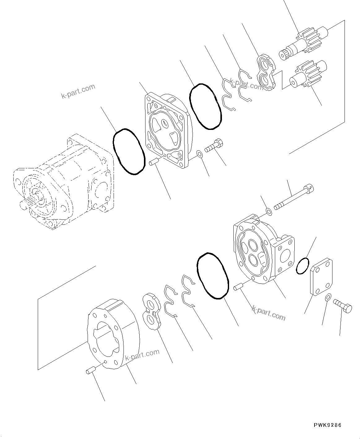 Komatsu parts book diagram for D65PX-16 S/N 80001-UP: КЯЬ ? ДЪІЭ,  ?ЮФ ? ОЯЭМЯ, SAL (2) 45+45 (2/2)(#80001-)