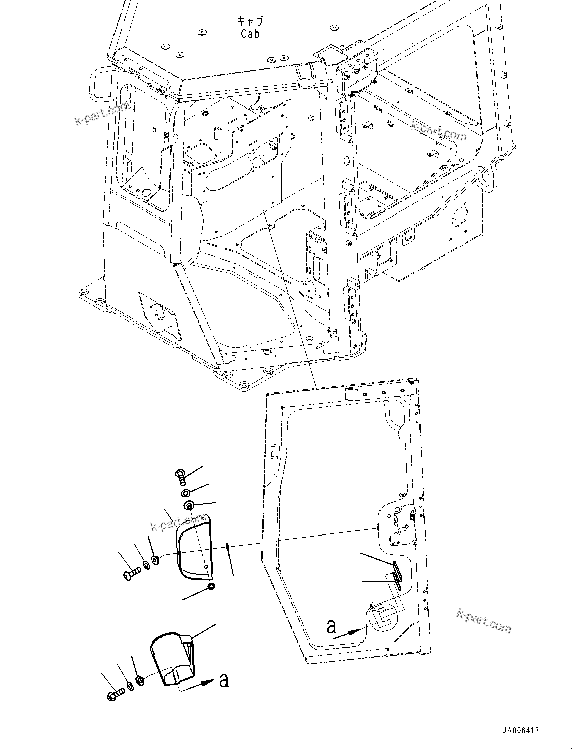 Komatsu parts book diagram for D65PX-16 S/N 80001-UP: ROPS  ? ?МЮ, ДЮ ?  ?КЮ ?, Ќ ?(#80980-)