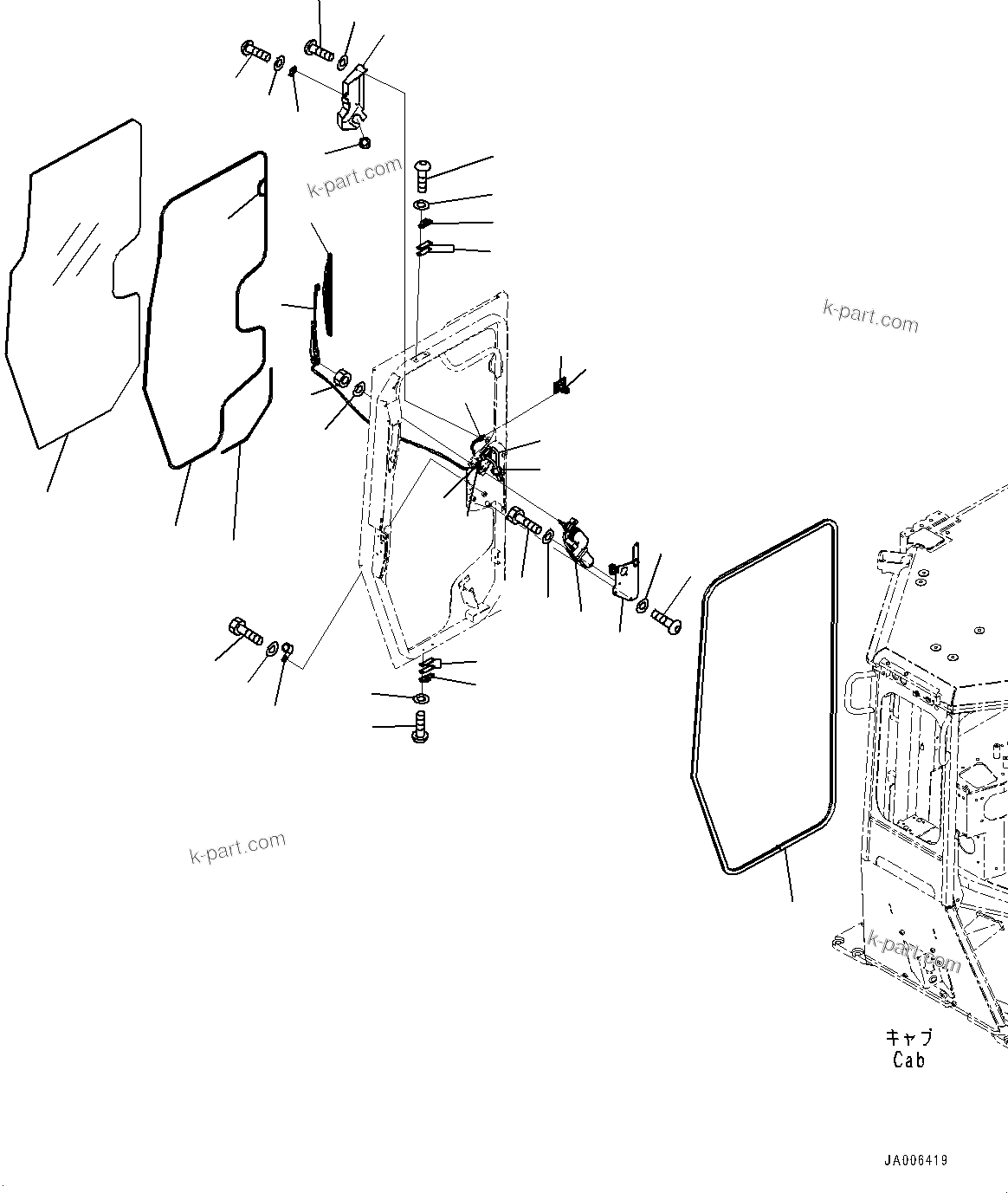 Komatsu parts book diagram for D65PX-16 S/N 80001-UP: ROPS  ? ?МЮ, ДЮ ? АЮЭКЯҐіІЭДЮҐЬІКЯ ?, ‰E(#80980-)