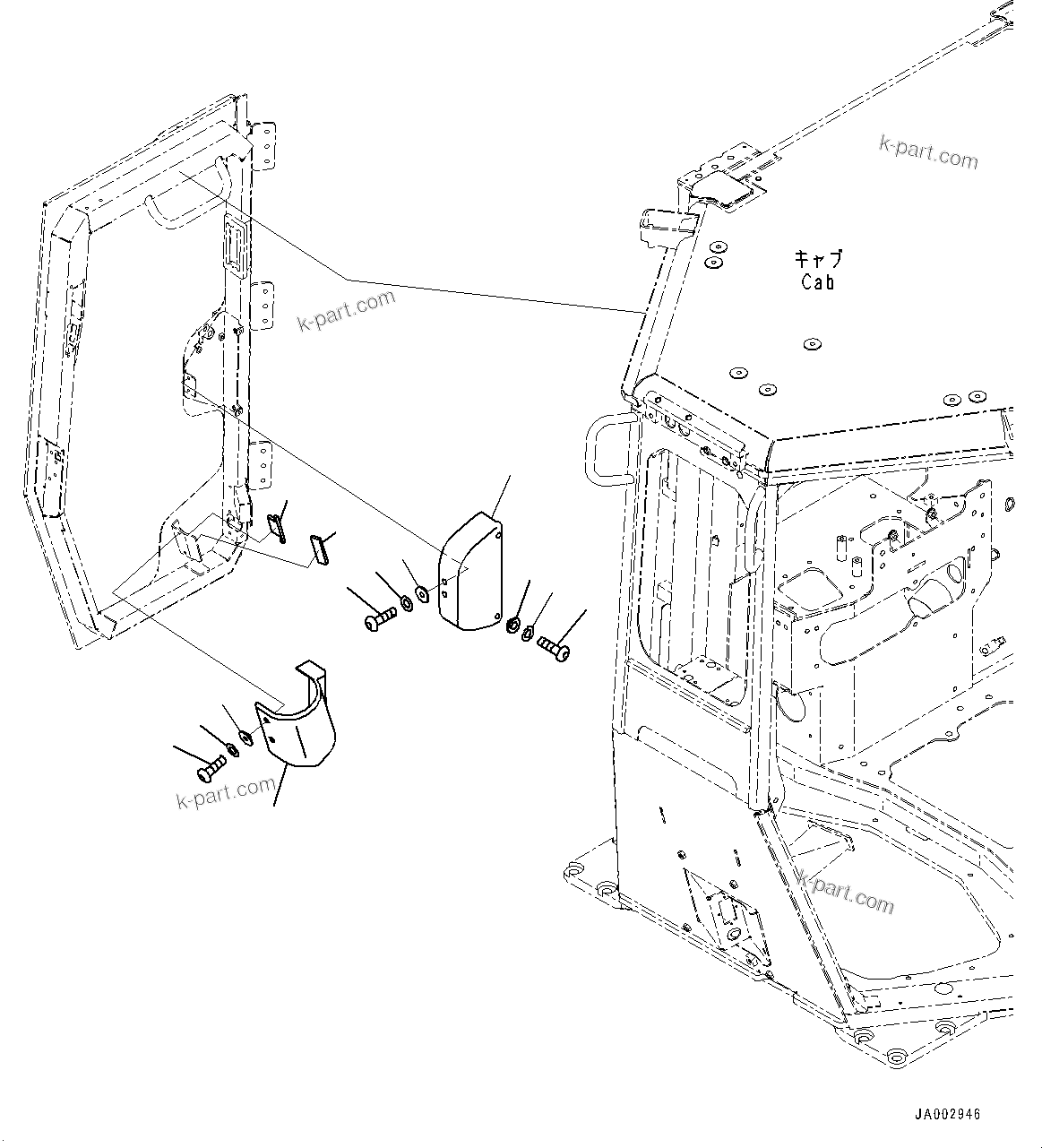 Komatsu parts book diagram for D65PX-16 S/N 80001-UP: ROPS  ? ?МЮ, ДЮ ?  ?КЮ ?, ‰E(#80001-80979)