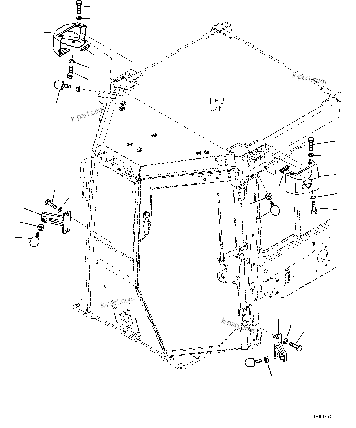 Komatsu parts book diagram for D65PX-16 S/N 80001-UP: ROPS  ? ?МЮ, ДЮ ?  ? ?МЯЭ ЫЇё(#80001-80726)