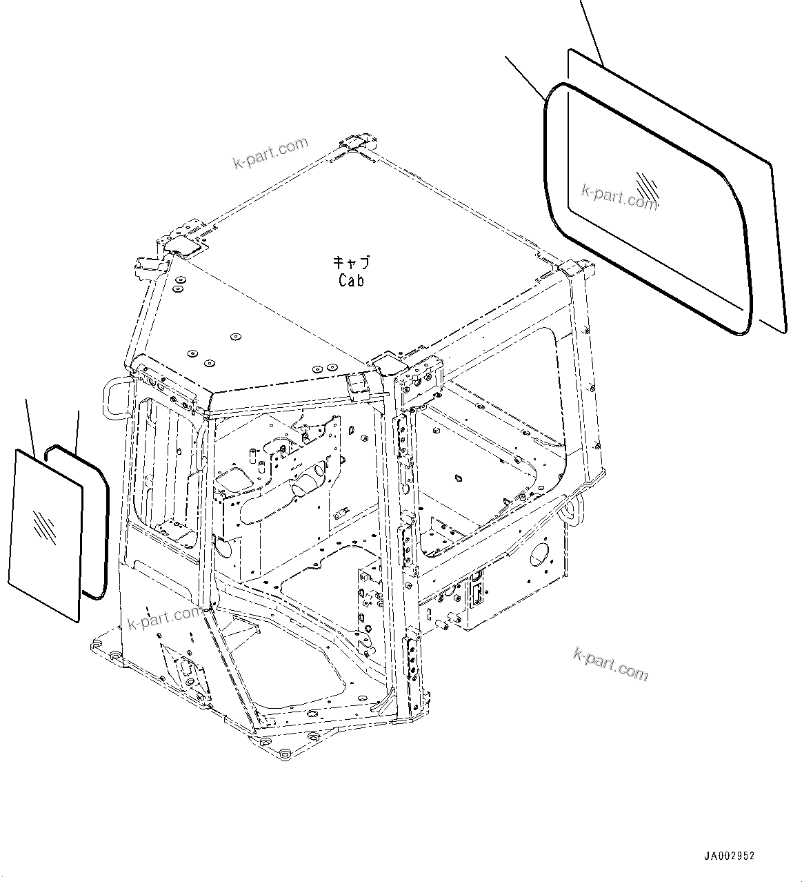 Komatsu parts book diagram for D65PX-16 S/N 80001-UP: ROPS  ? ?МЮ,  ?ЮЧЅ іІЭДЮ ‘OҐЊг(#80001-)