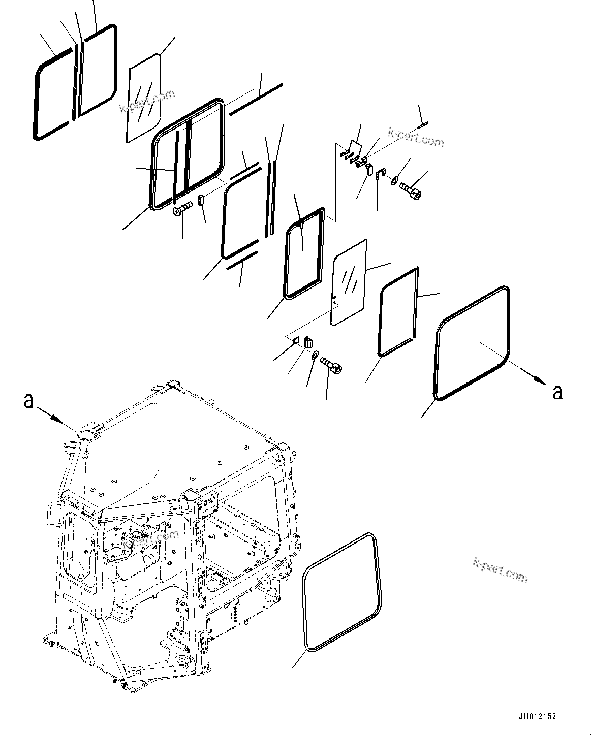 Komatsu parts book diagram for D65PX-16 S/N 80001-UP: ROPS  ? ?МЮ,  ?Їј АІМЯ  ?ЮЧЅ іІЭДЮ ‰E(#80001-)