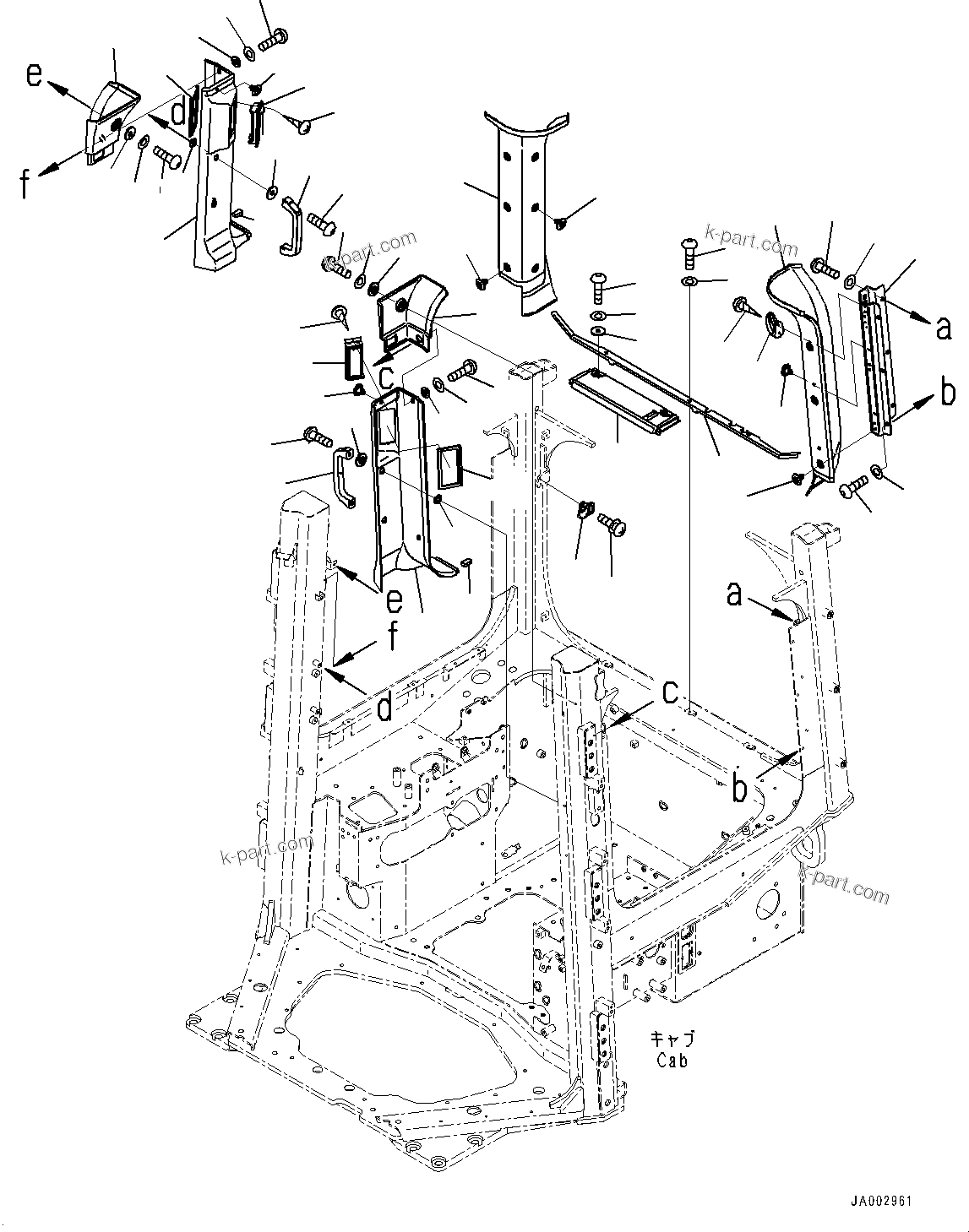 Komatsu parts book diagram for D65PX-16 S/N 80001-UP: ROPS  ? ?МЮ,  ?Ю ?ЖЇј ?(#80001-)