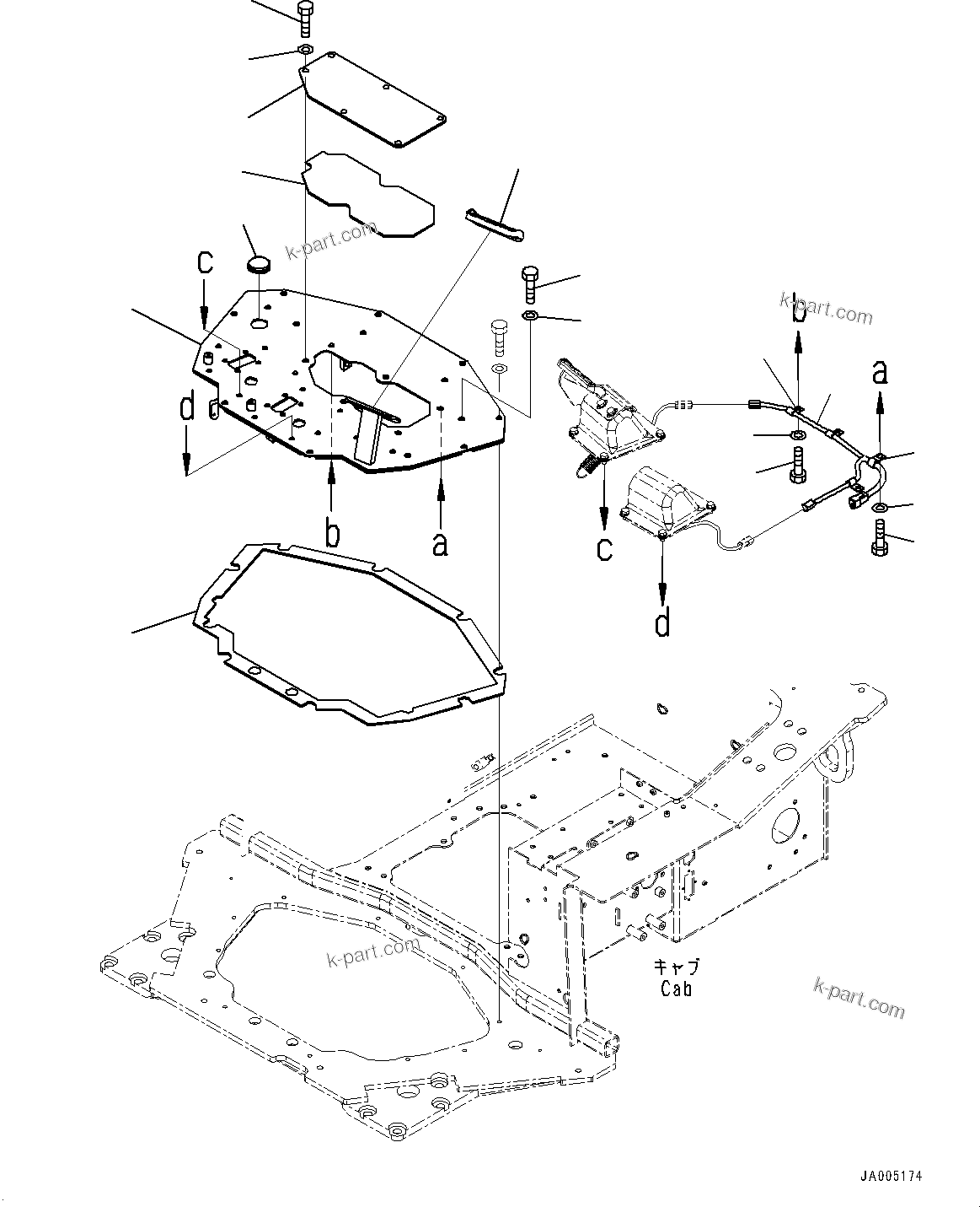 Komatsu parts book diagram for D65PX-16 S/N 80001-UP: ROPS  ? ?МЮ, МЫ ? МЪ ?С “а‘ ?  ?КЮ ?(#80065-)
