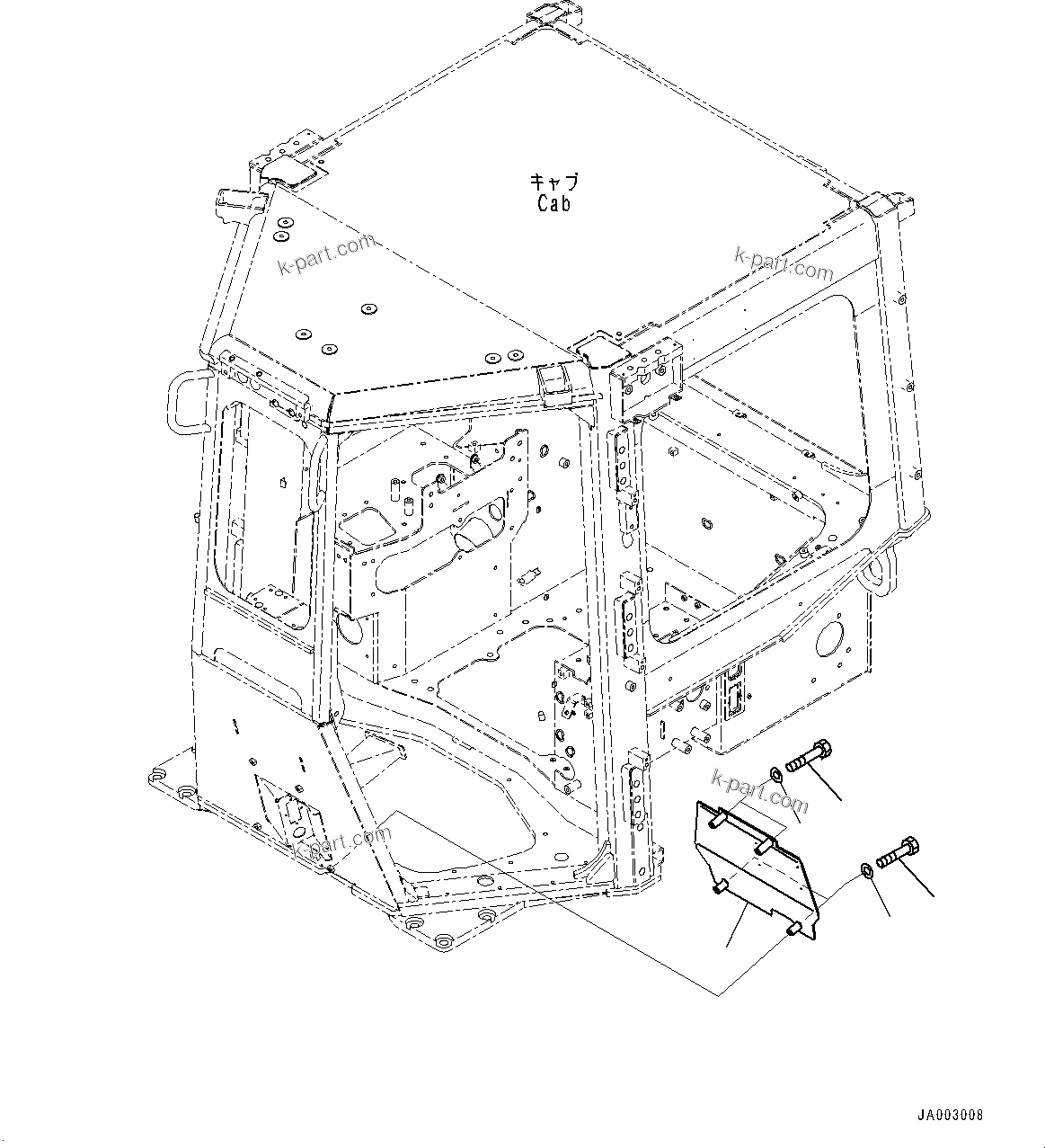 Komatsu parts book diagram for D65PX-16 S/N 80001-UP: ROPS  ? ?МЮ, АЮЇј ?ОЮ ?ДЮ  ?КЮ ?(#80001-)