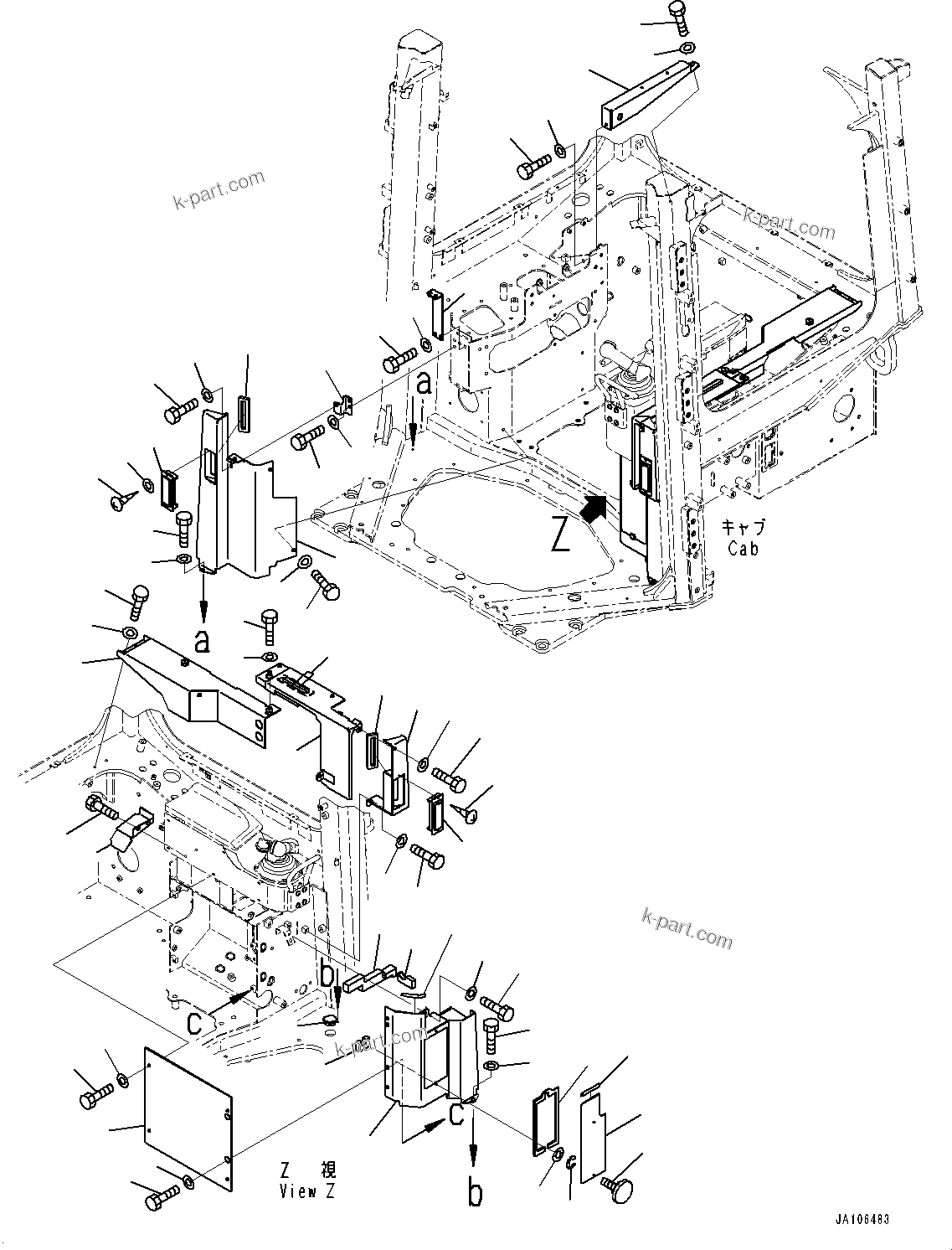 Komatsu parts book diagram for D65PX-16 S/N 80001-UP: ROPS  ? ?МЮ, МЫ ?  ?КЮ ?(#83113-)