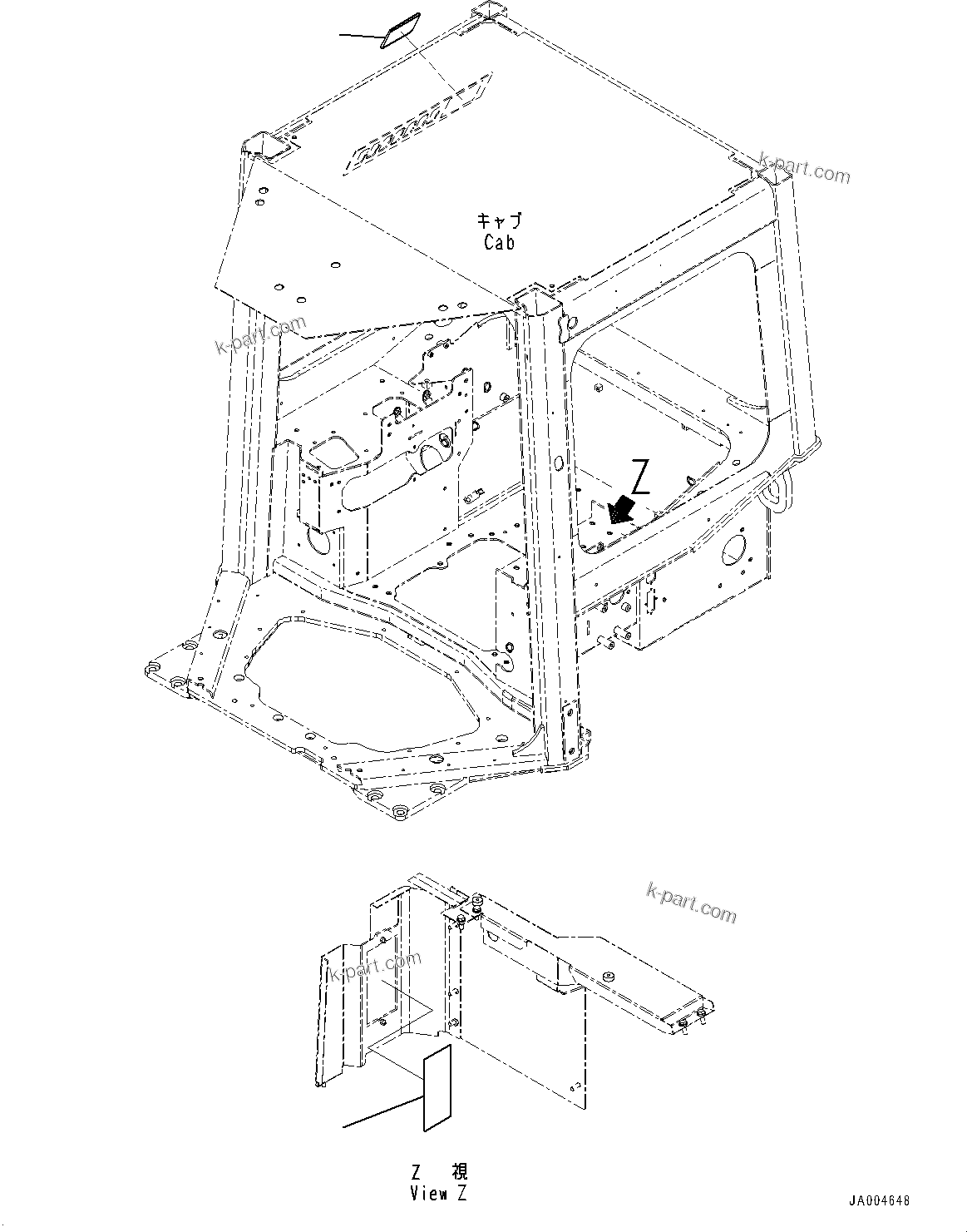Komatsu parts book diagram for D65PX-16 S/N 80001-UP: ROPS  ? ?МЮ, ГЮ ? ?Щ(#80065-)
