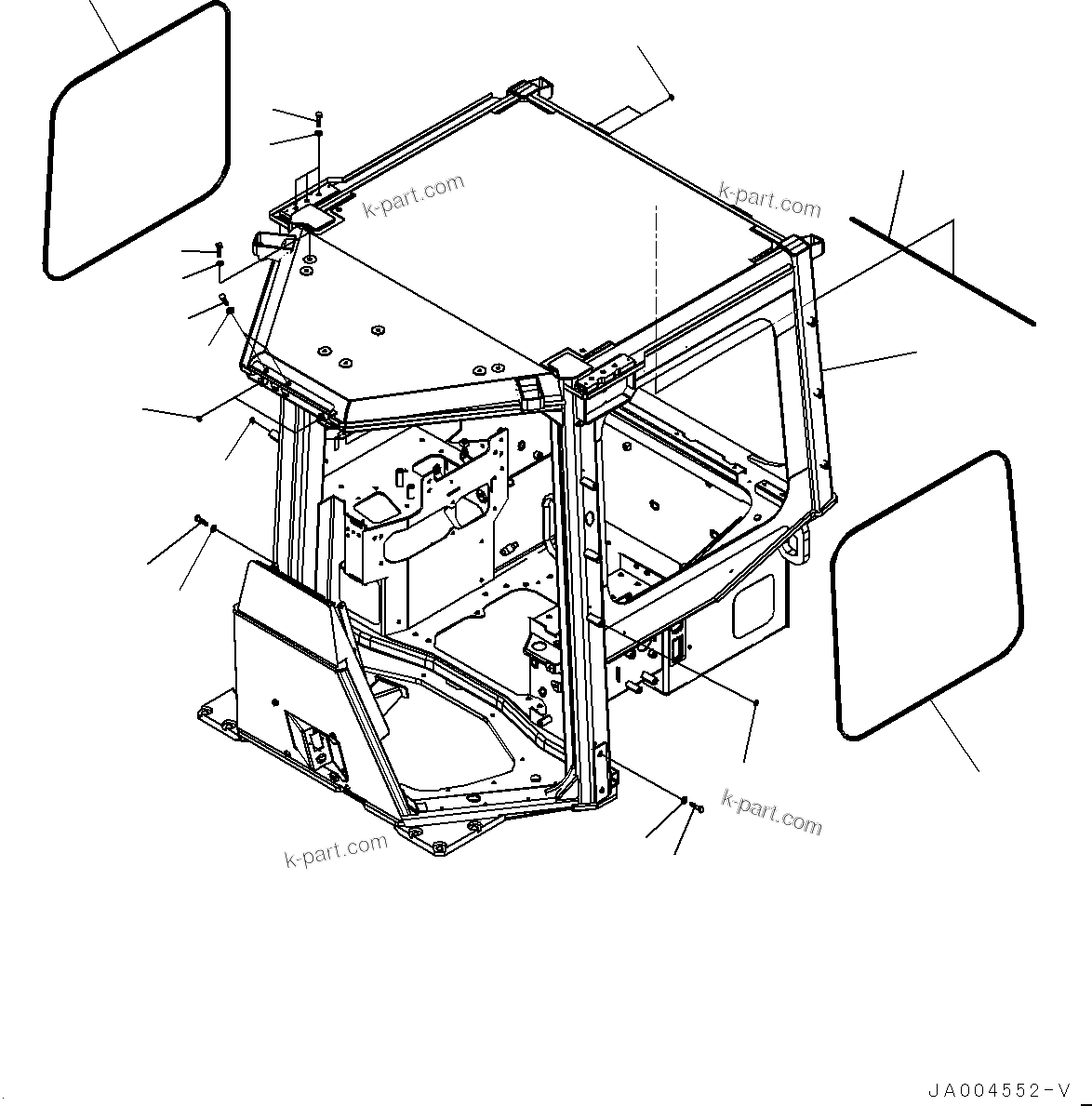 Komatsu parts book diagram for D65PX-16 S/N 80001-UP: ROPS  ? ?ЙЛЯ, ОЮГЮ ?(#80001-)