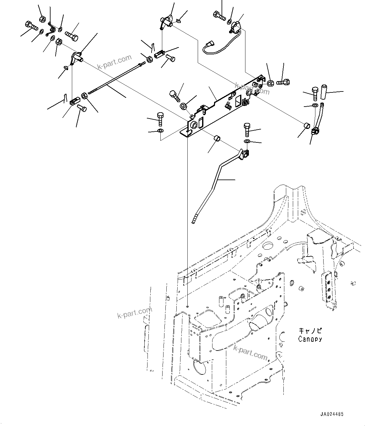 Komatsu parts book diagram for D65PX-16 S/N 80001-UP: ROPS  ? ?ЙЛЯ, Ќм‹Ж‹@ ЫЇё ЪКЮ ?(#82125-)