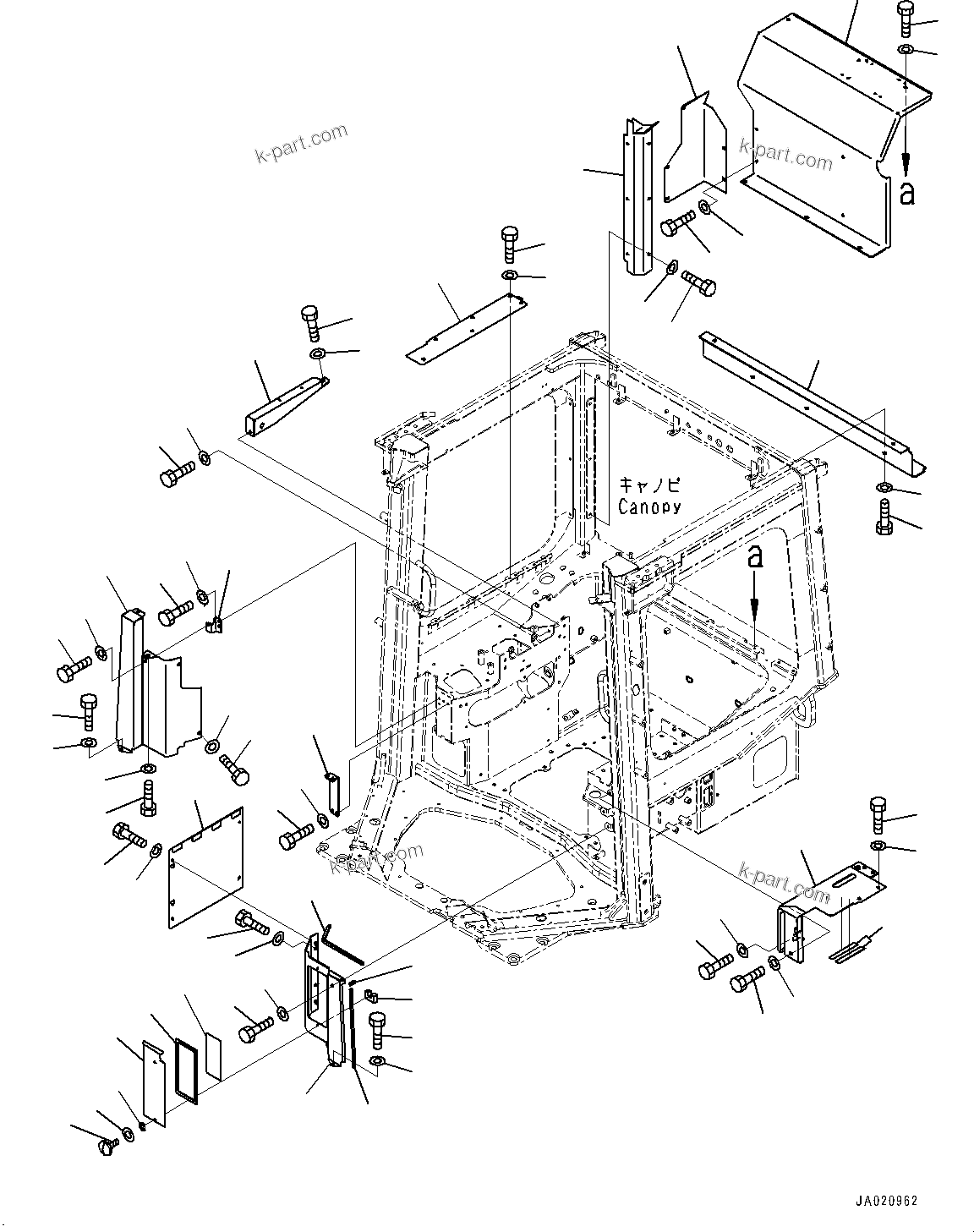Komatsu parts book diagram for D65PX-16 S/N 80001-UP: ROPS  ? ?ЙЛЯ, МЫ ?  ?КЮ ?(#80001-)