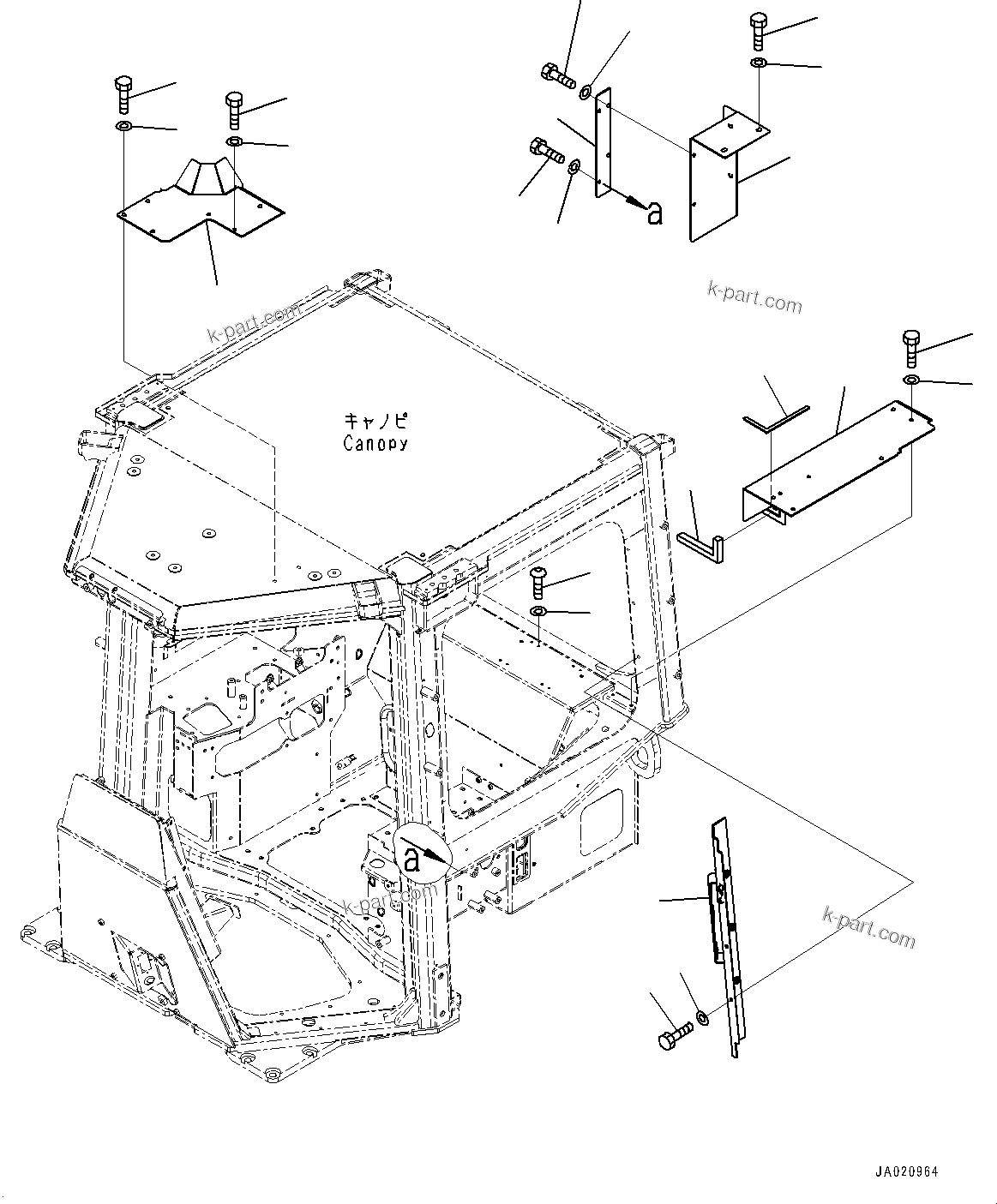Komatsu parts book diagram for D65PX-16 S/N 80001-UP: ROPS  ? ?ЙЛЯ, ЉЦ?A•”•I(#80001-)