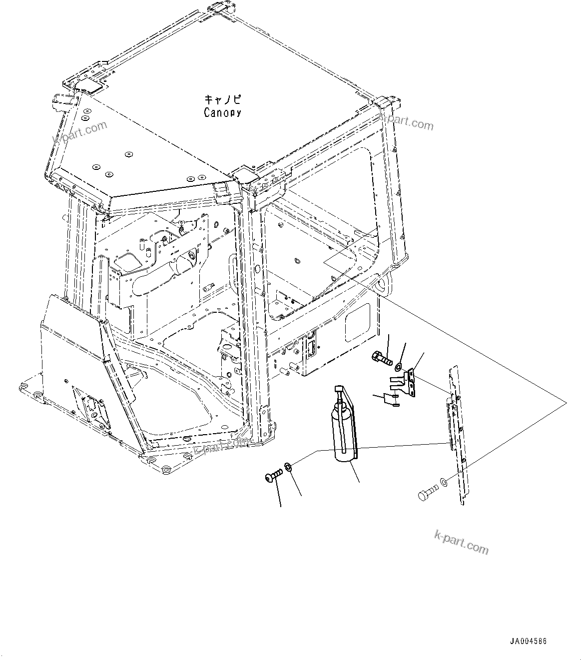 Komatsu parts book diagram for D65PX-16 S/N 80001-UP: ЏБ‰ОЉн, (ROPS  ? ?ЙЛЯ •T)(#80001-)