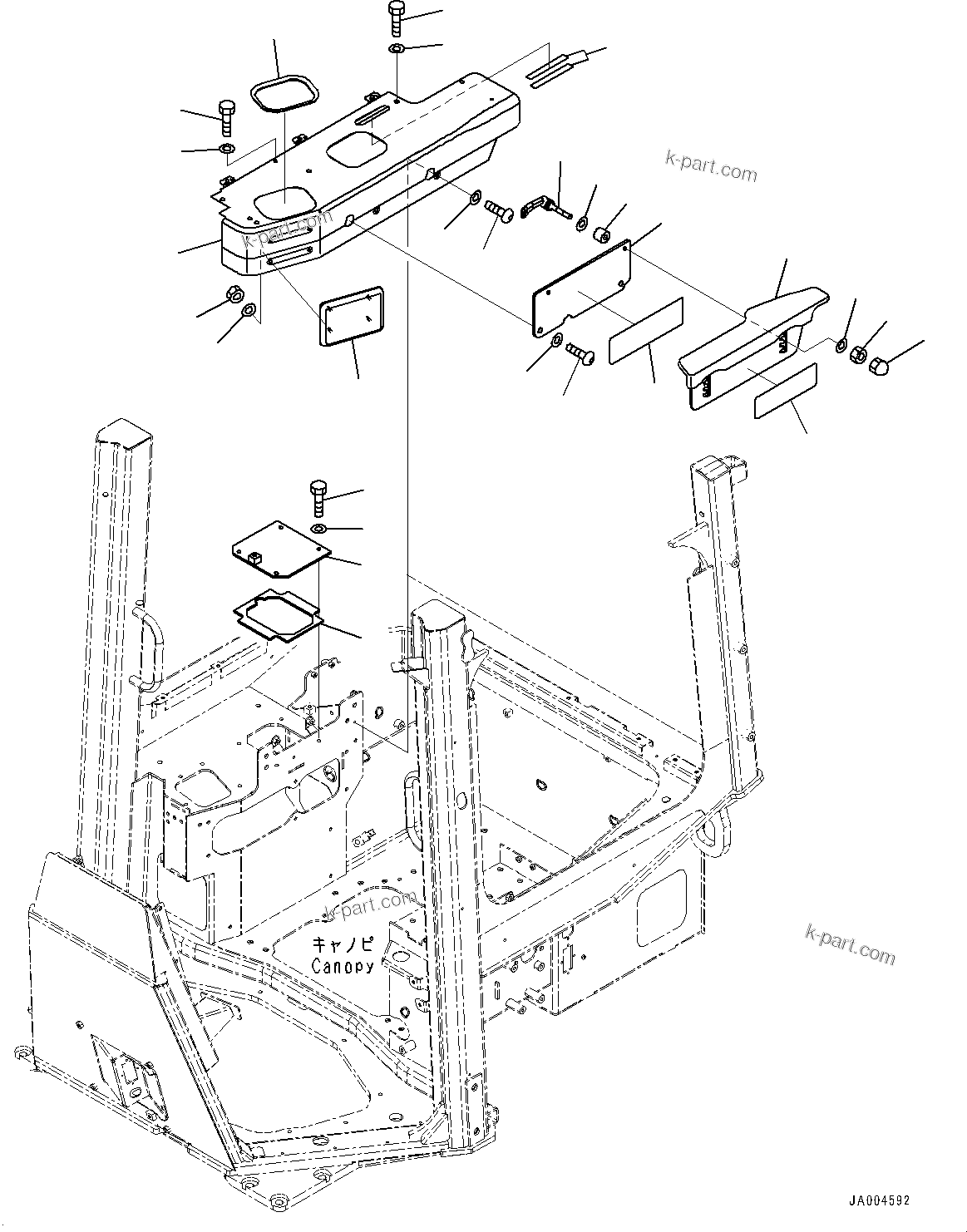 Komatsu parts book diagram for D65PX-16 S/N 80001-UP: ДЮ ? ?Ю єЭДЫ ?Щ,  ? ?СЪЅД (ROPS  ? ?ЙЛЯ •T)(#80054-)