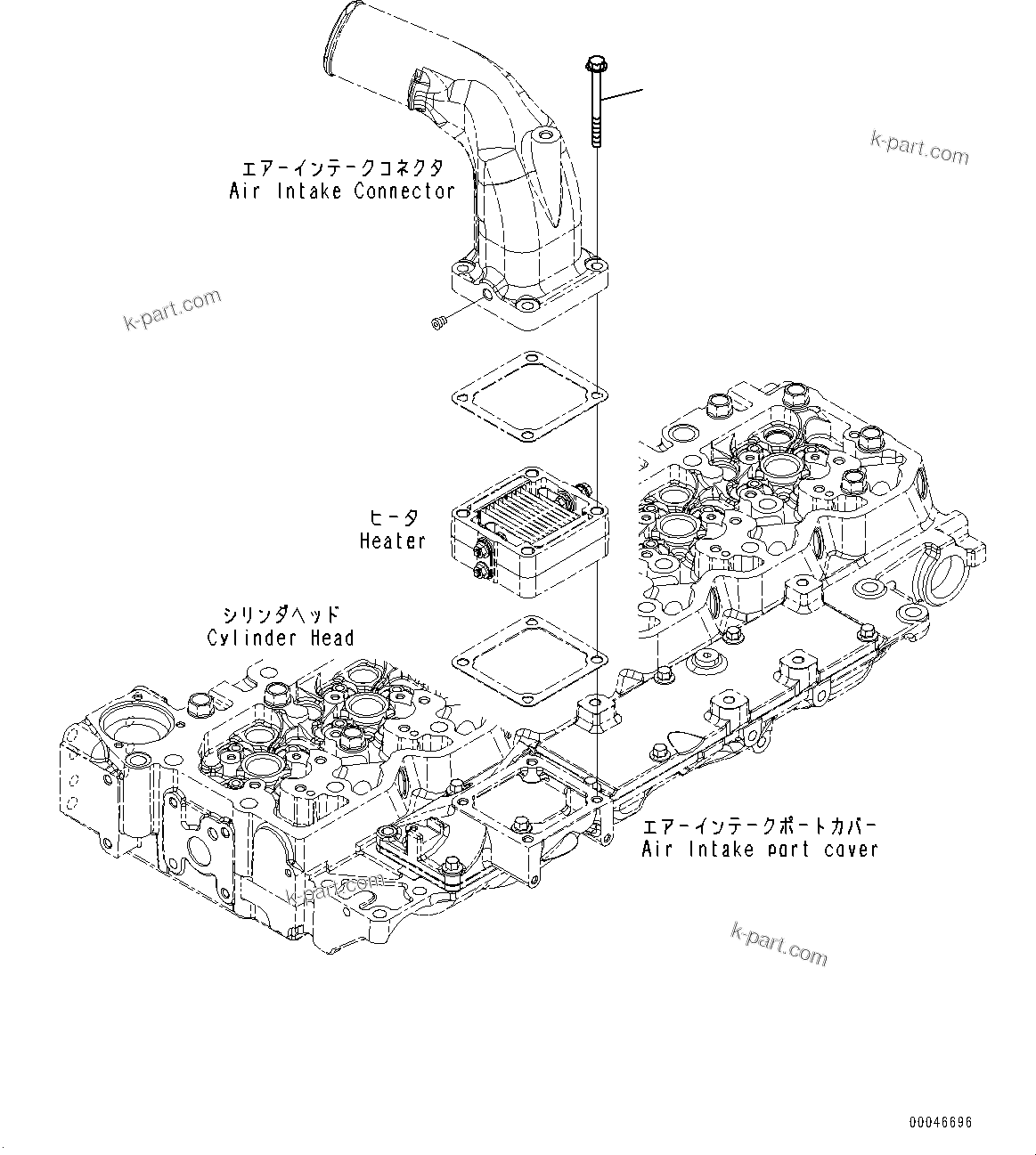 Komatsu parts book diagram for SAA6D107E-1J S/N 26534228-UP (For WA320-6/WA320PZ-6): AIR INTAKE CONNECTOR MOUNTING (#26539357-)