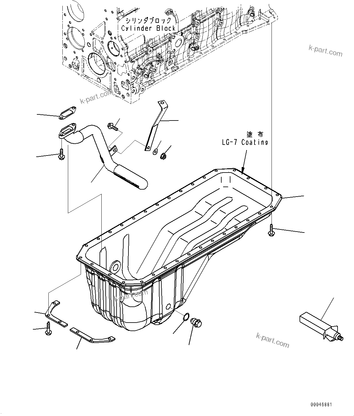 Komatsu parts book diagram for SAA6D107E-1J S/N 26534228-UP (For WA320-6/WA320PZ-6): ENGINE OIL PAN (#26534228-)