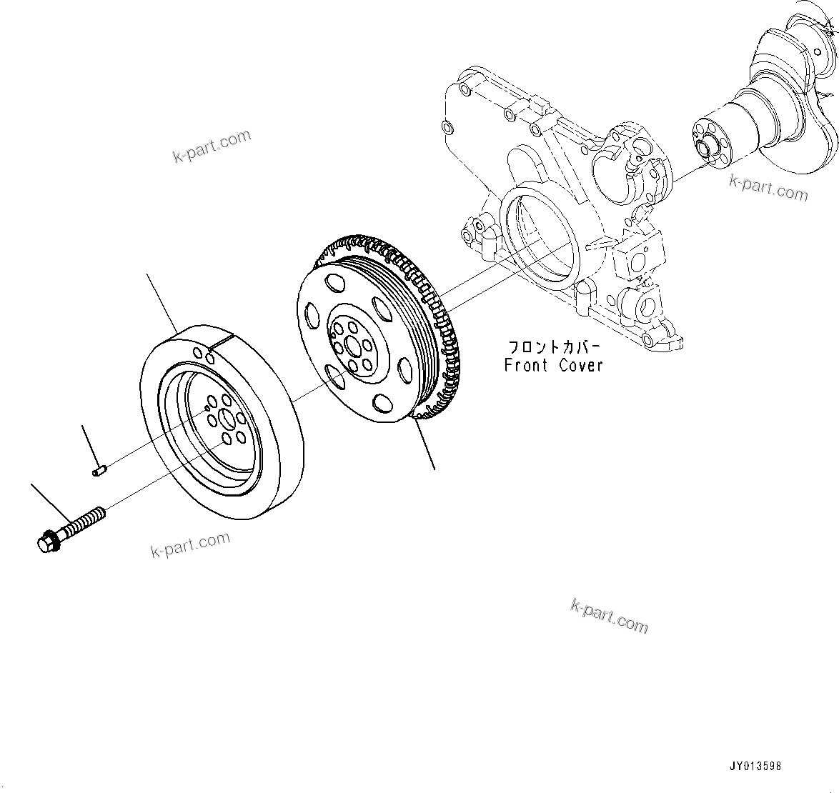 Komatsu parts book diagram for SAA6D107E-1J S/N 26534228-UP (For WA320-6/WA320PZ-6): VIBRATION DAMPER (#26534228-)
