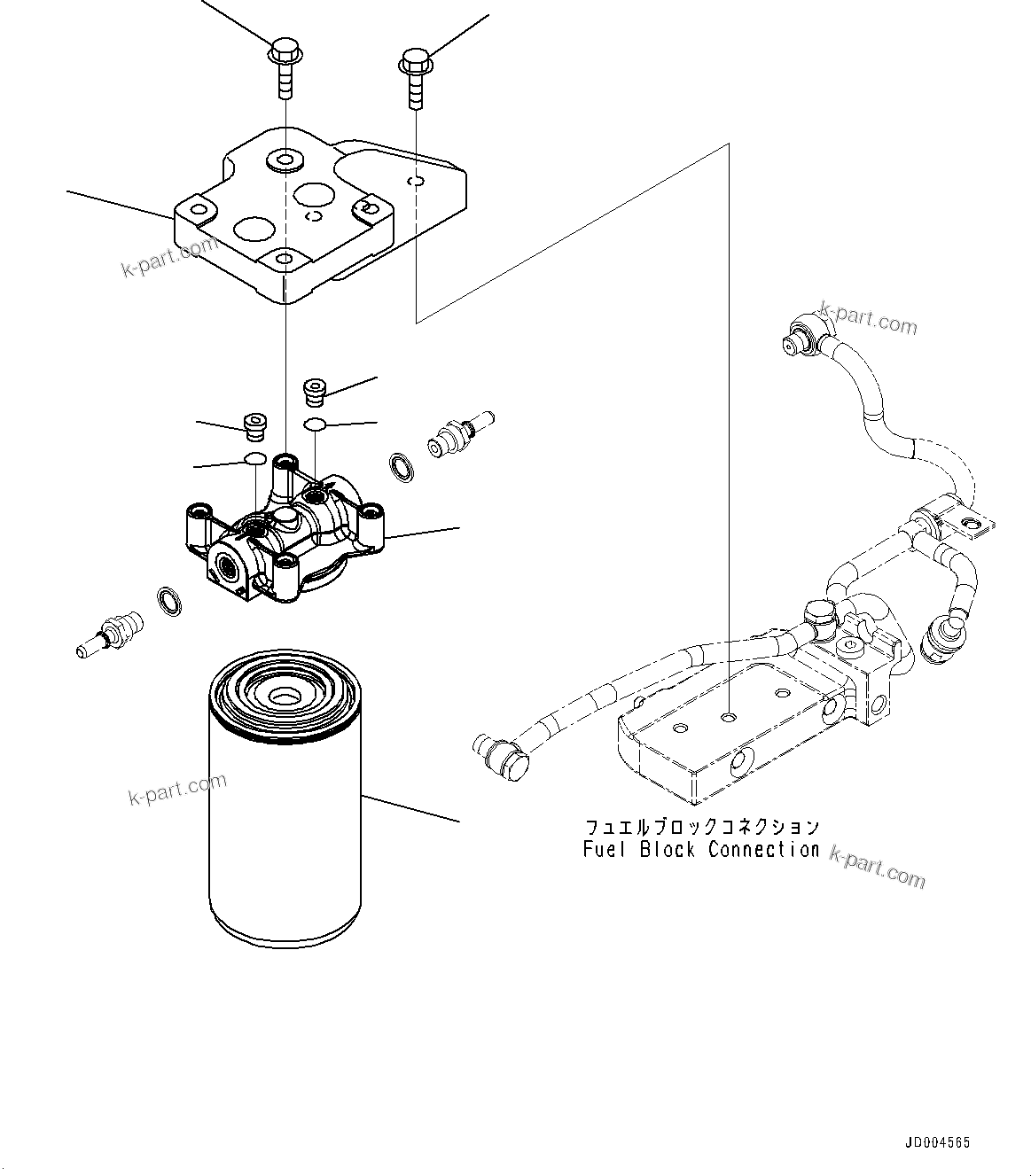 Komatsu parts book diagram for SAA6D107E-1J S/N 26534228-UP (For WA320-6/WA320PZ-6): FUEL FILTER (#26534228-26548329)