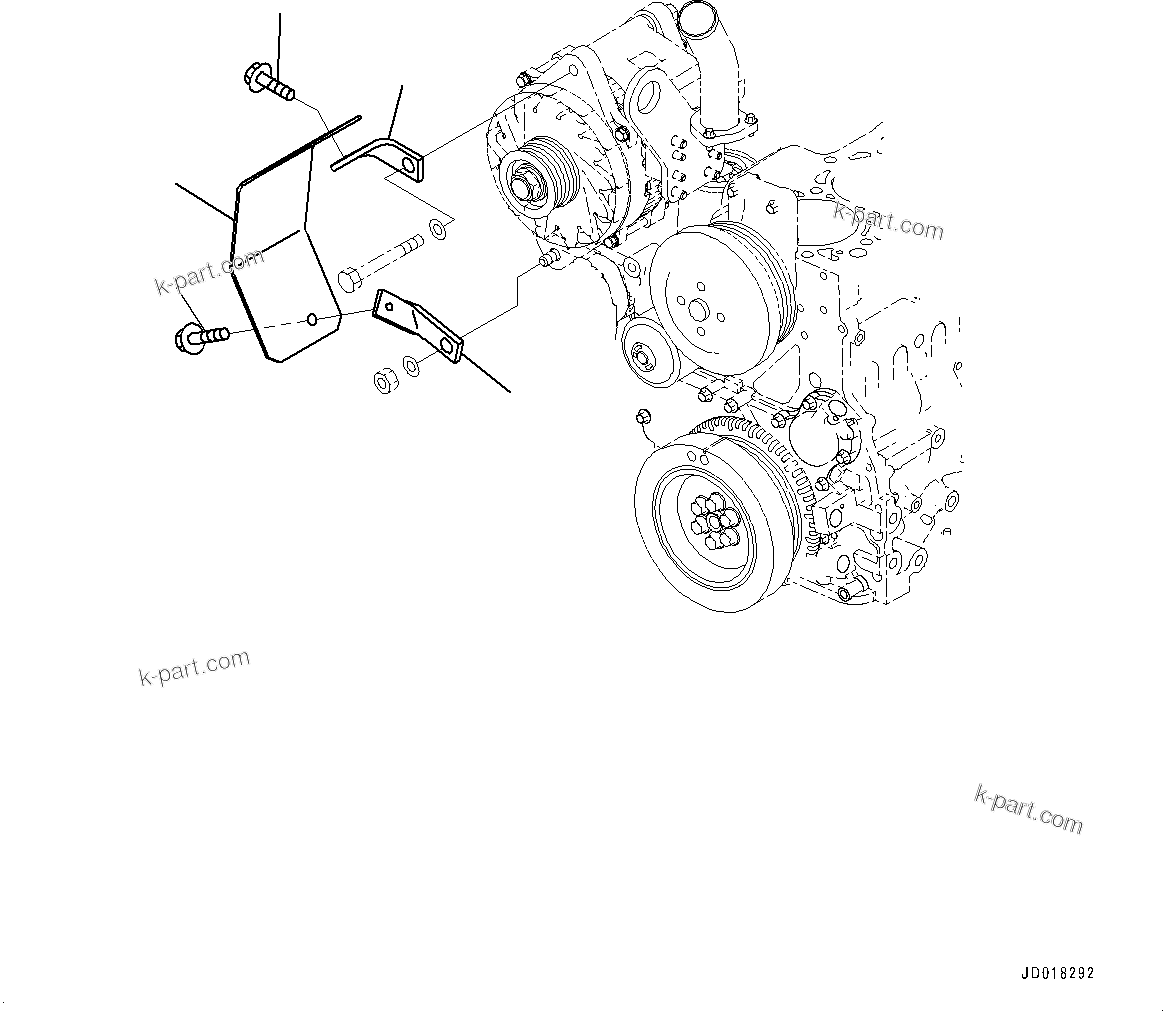 Komatsu parts book diagram for SAA6D107E-1J S/N 26534228-UP (For WA320-6/WA320PZ-6): ALTERNATOR COVER (#26550211-)