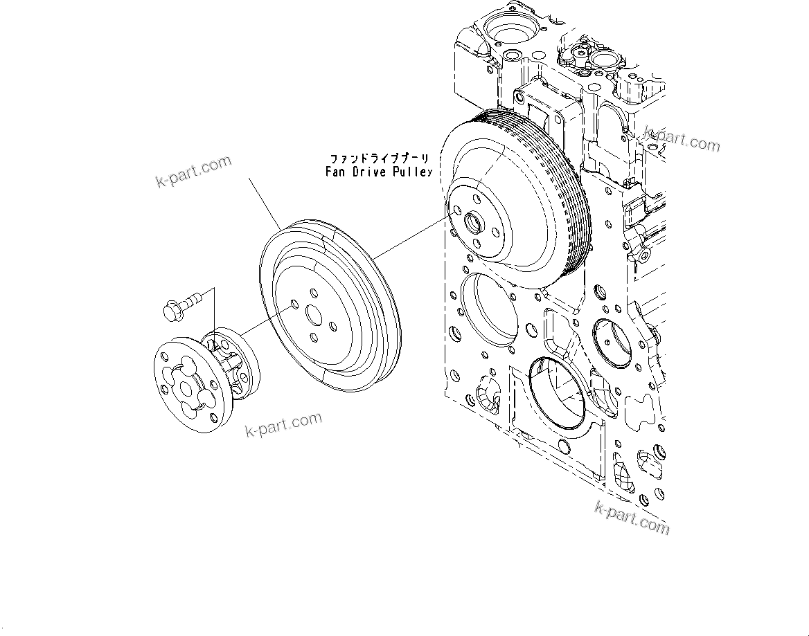 Komatsu parts book diagram for SAA6D107E-1J S/N H62051 - Up (For WA320-6): ACCESSORY DRIVE PULLEY