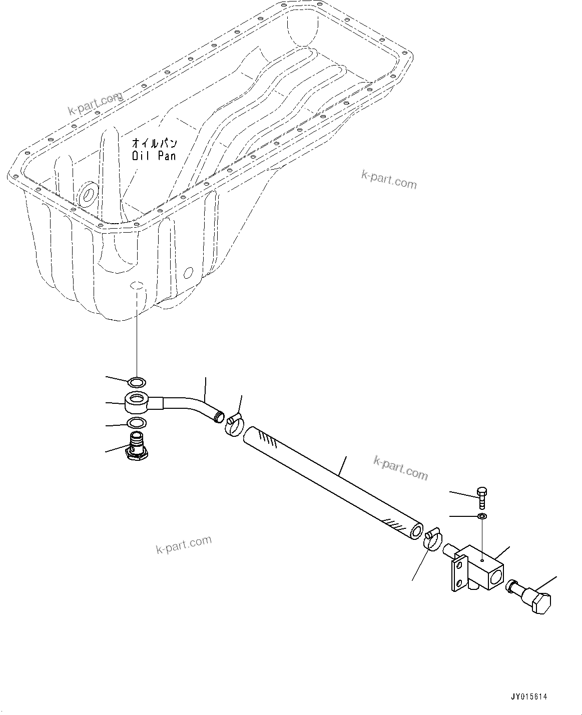 Komatsu parts book diagram for SAA6D107E-1J S/N H62051 - Up (For WA320-6): ENGINE OIL PAN