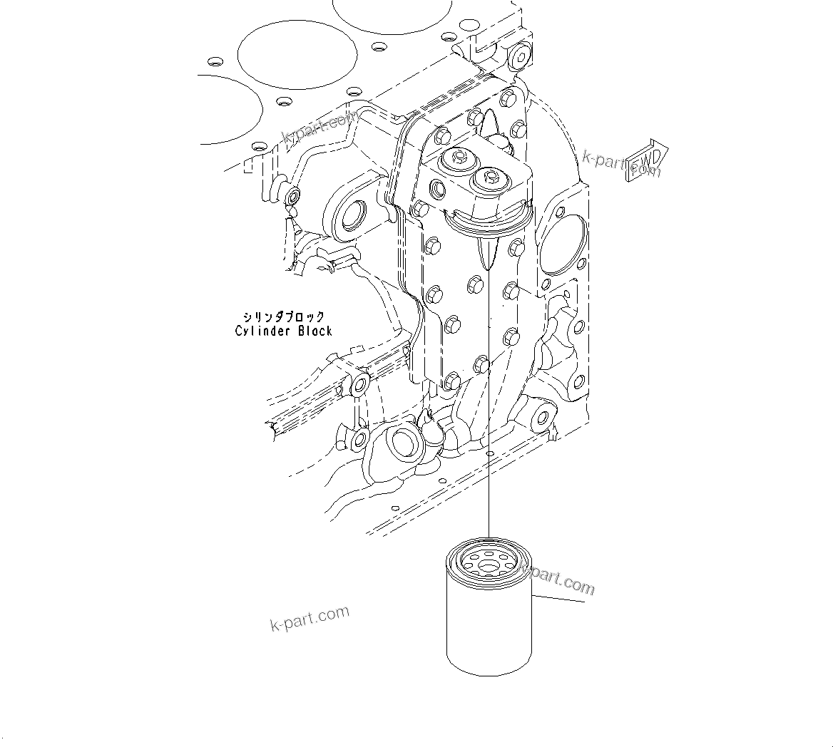 Komatsu parts book diagram for SAA6D107E-1J S/N H62051 - Up (For WA320-6): ENGINE OIL FILTER