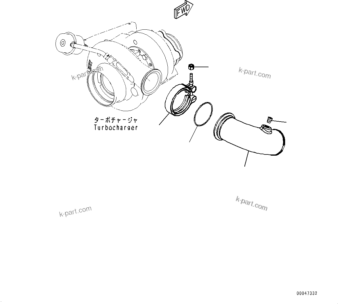 Komatsu parts book diagram for SAA6D107E-1CC S/N 26540705-UP (For GD655-5/GD675-5): AIR TRANSFER CONNECTION (#26540705-)