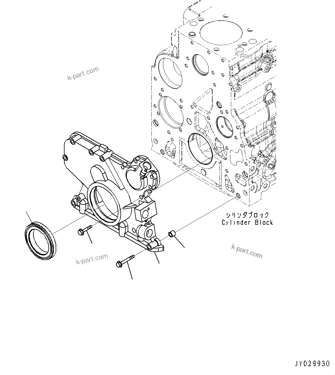 Komatsu parts book diagram for SAA6D107E-1CC S/N 26540705-UP (For GD655-5/GD675-5): FRONT GEAR COVER (#26540705-)