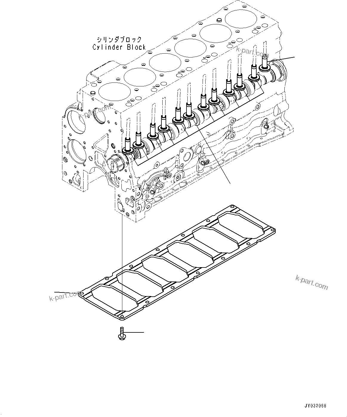 Komatsu parts book diagram for SAA6D107E-1CC S/N 26540705-UP (For GD655-5/GD675-5): TAPPET AND BLOCK PLATE,  (#26641064-)
